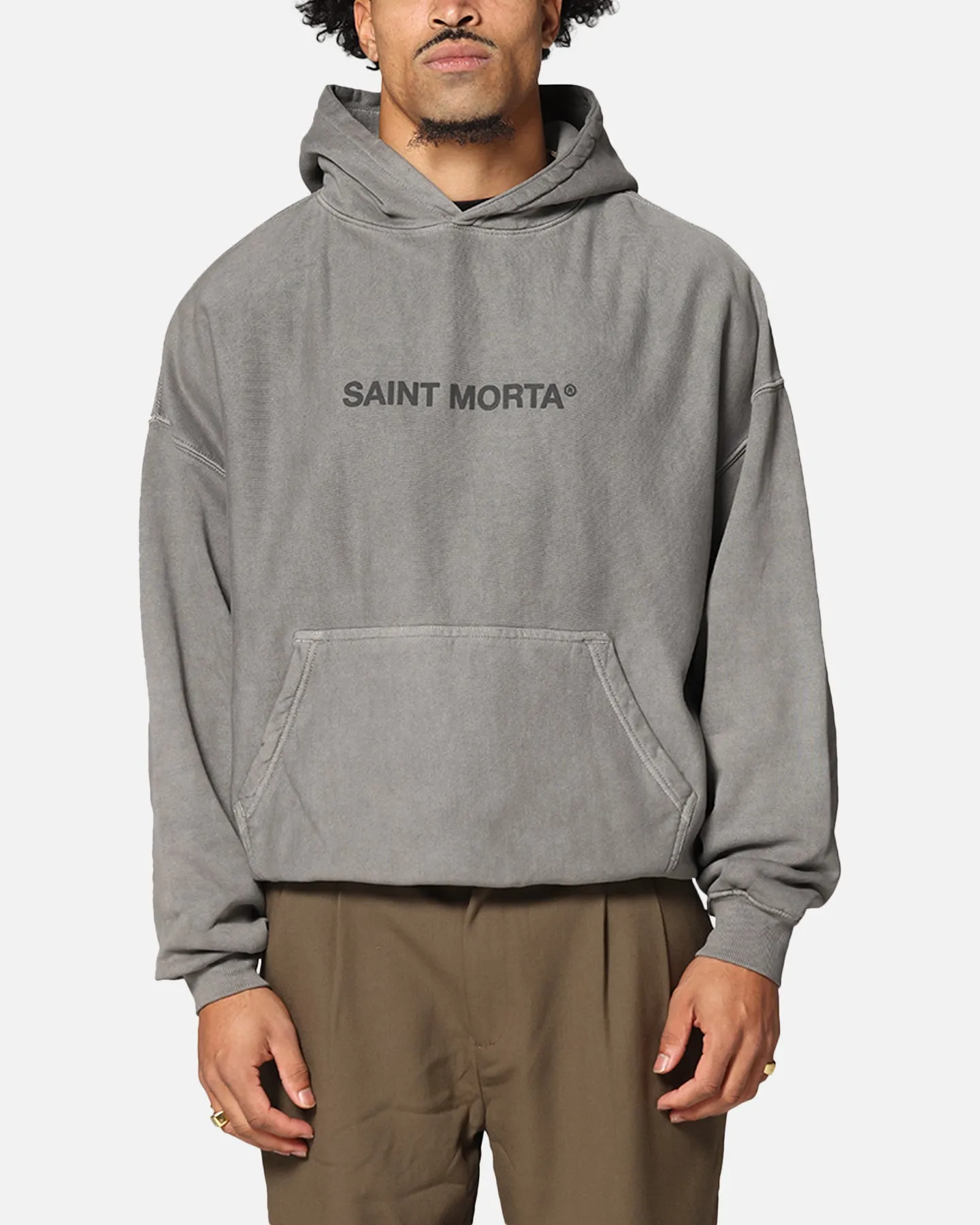Saint Morta Memoriam Boxy Hoodie Lavé Charbon