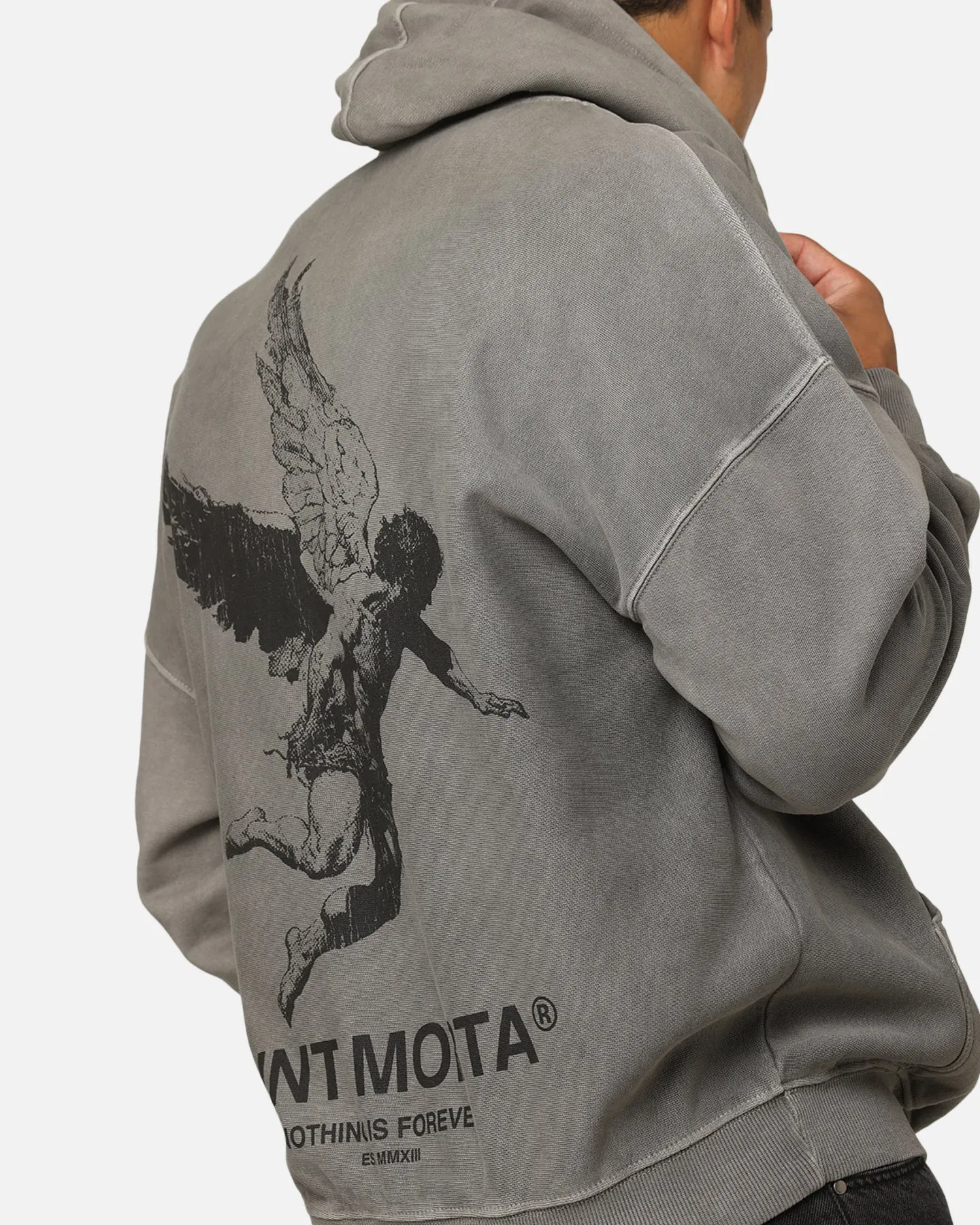 Saint Morta Rien n'est éternel Boxy Hoodie Lavé Charbon