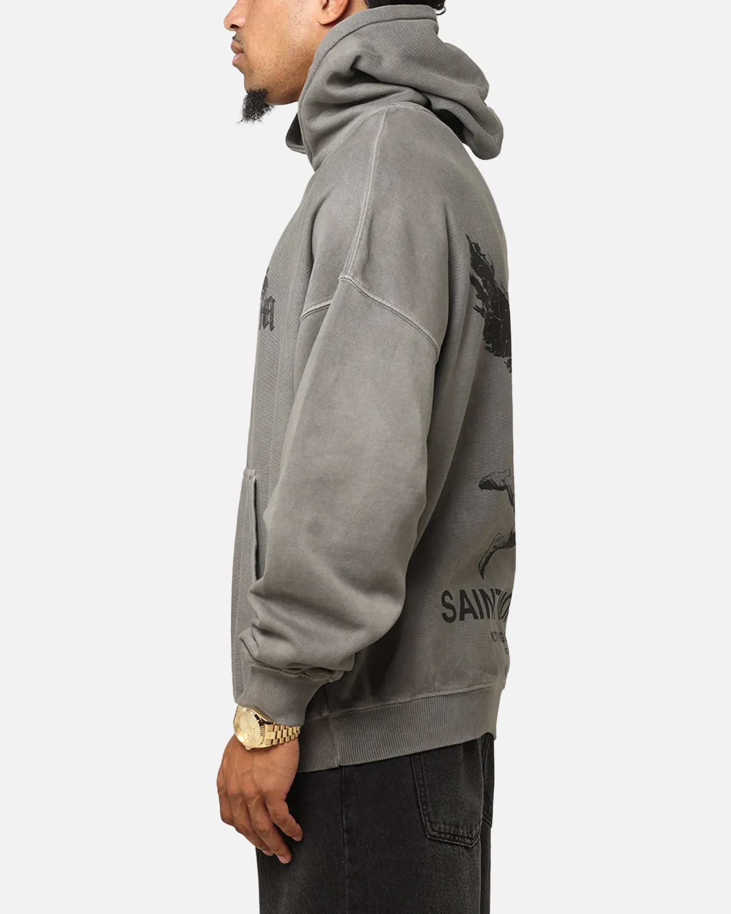 Saint Morta Rien n'est éternel Boxy Hoodie Lavé Charbon