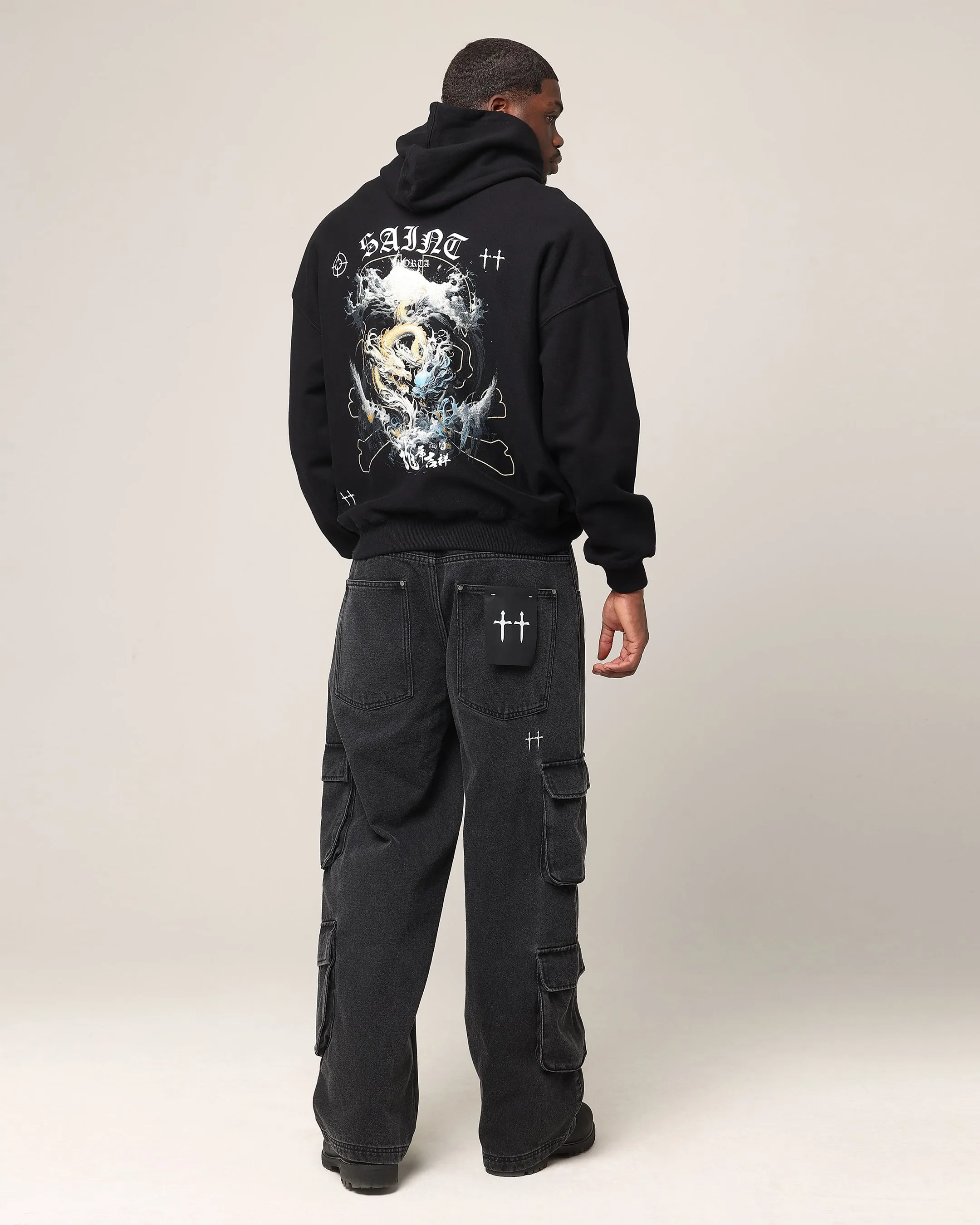 Saint Morta Sweat à capuche Année du Dragon Noir