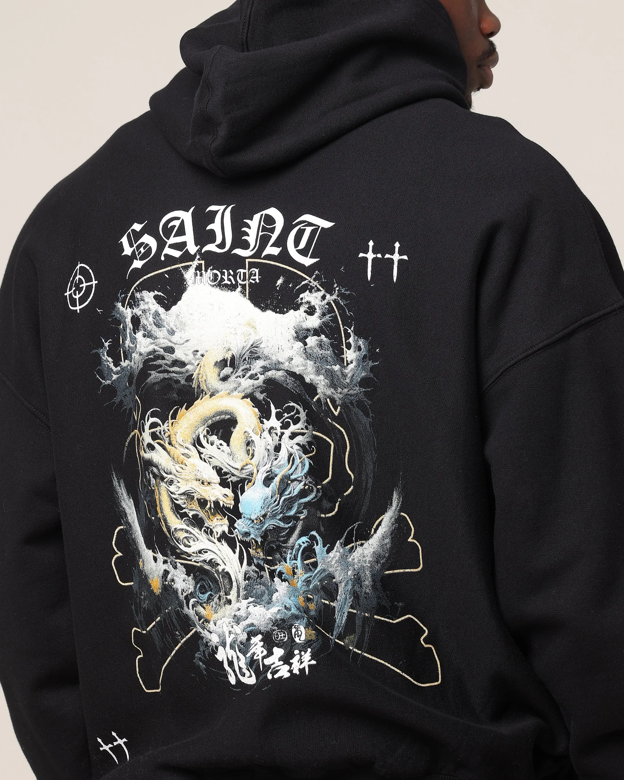 Saint Morta Sweat à capuche Année du Dragon Noir