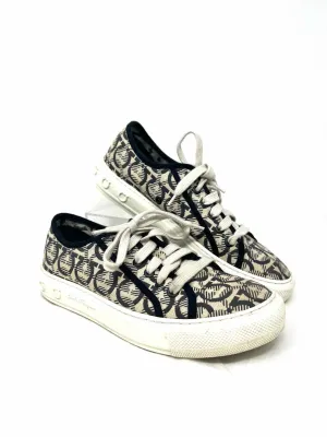 Salvatore Ferragamo Size 8.5 Beige/Black Signature Lace-Up AS IS Shoes Sneakers