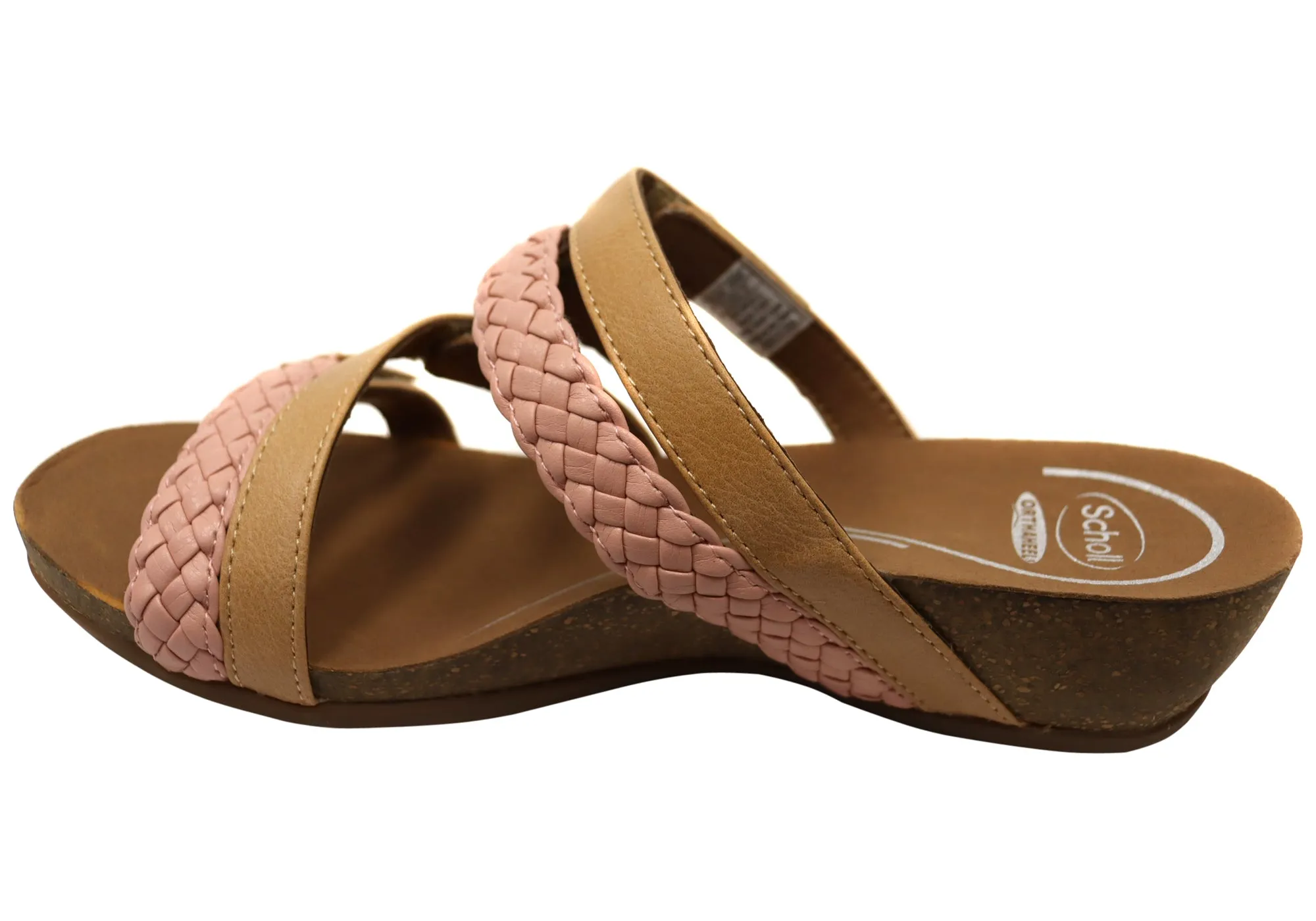 Scholl Orthaheel Jane Sandales à Glissement Femme à Talon Larges et Confortables Chaussures Scholl Orthaheel