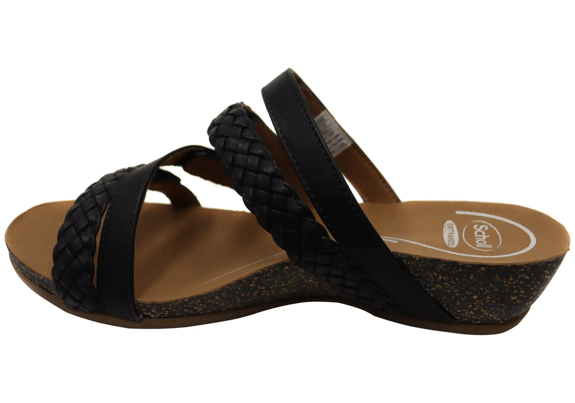 Scholl Orthaheel Jane Sandales à Glissement Femme à Talon Larges et Confortables Chaussures Scholl Orthaheel