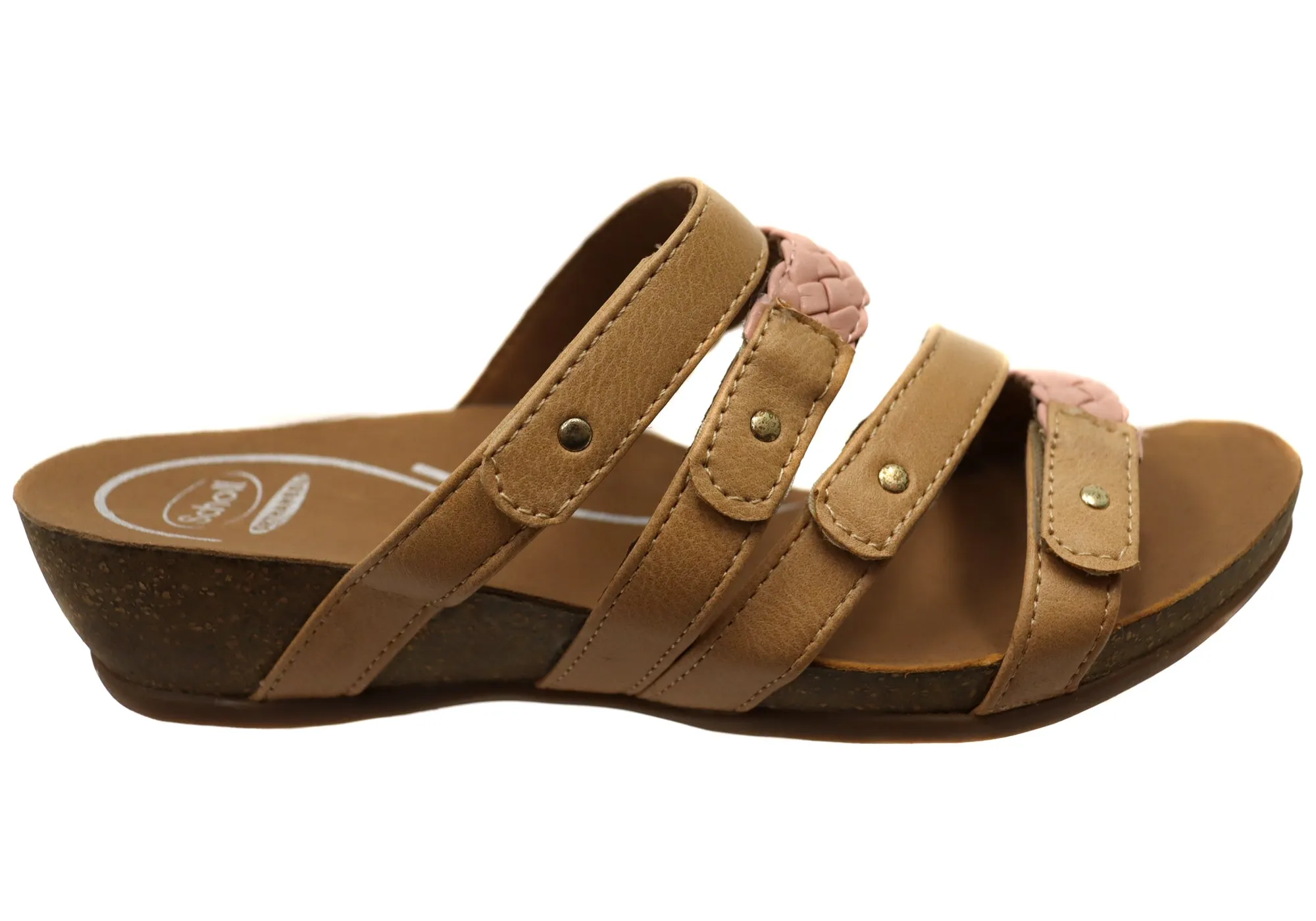 Scholl Orthaheel Jane Sandales à Glissement Femme à Talon Larges et Confortables Chaussures Scholl Orthaheel