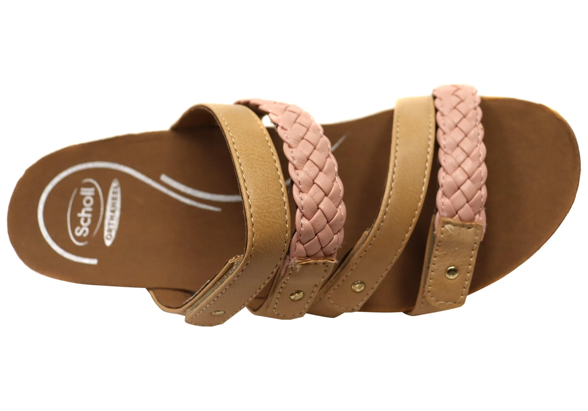 Scholl Orthaheel Jane Sandales à Glissement Femme à Talon Larges et Confortables Chaussures Scholl Orthaheel