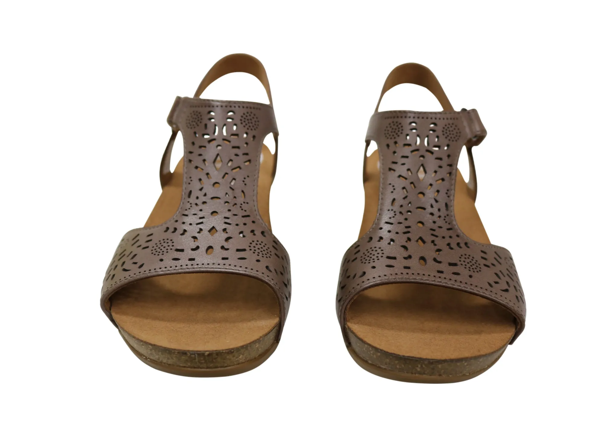 Sandales en cuir à talon compensé confortables et soutenues pour femmes Julie Orthaheel de Scholl - Chaussures Orthaheel Scholl