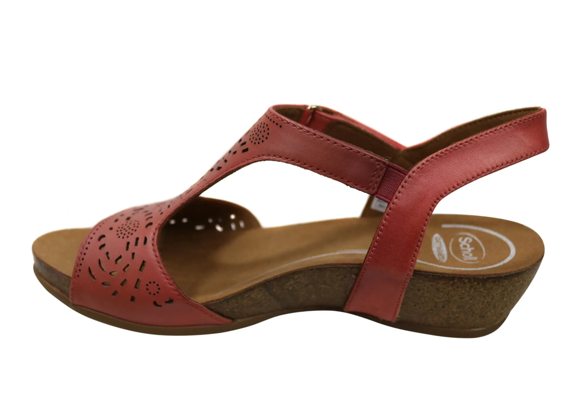 Sandales en cuir à talon compensé confortables et soutenues pour femmes Julie Orthaheel de Scholl - Chaussures Orthaheel Scholl