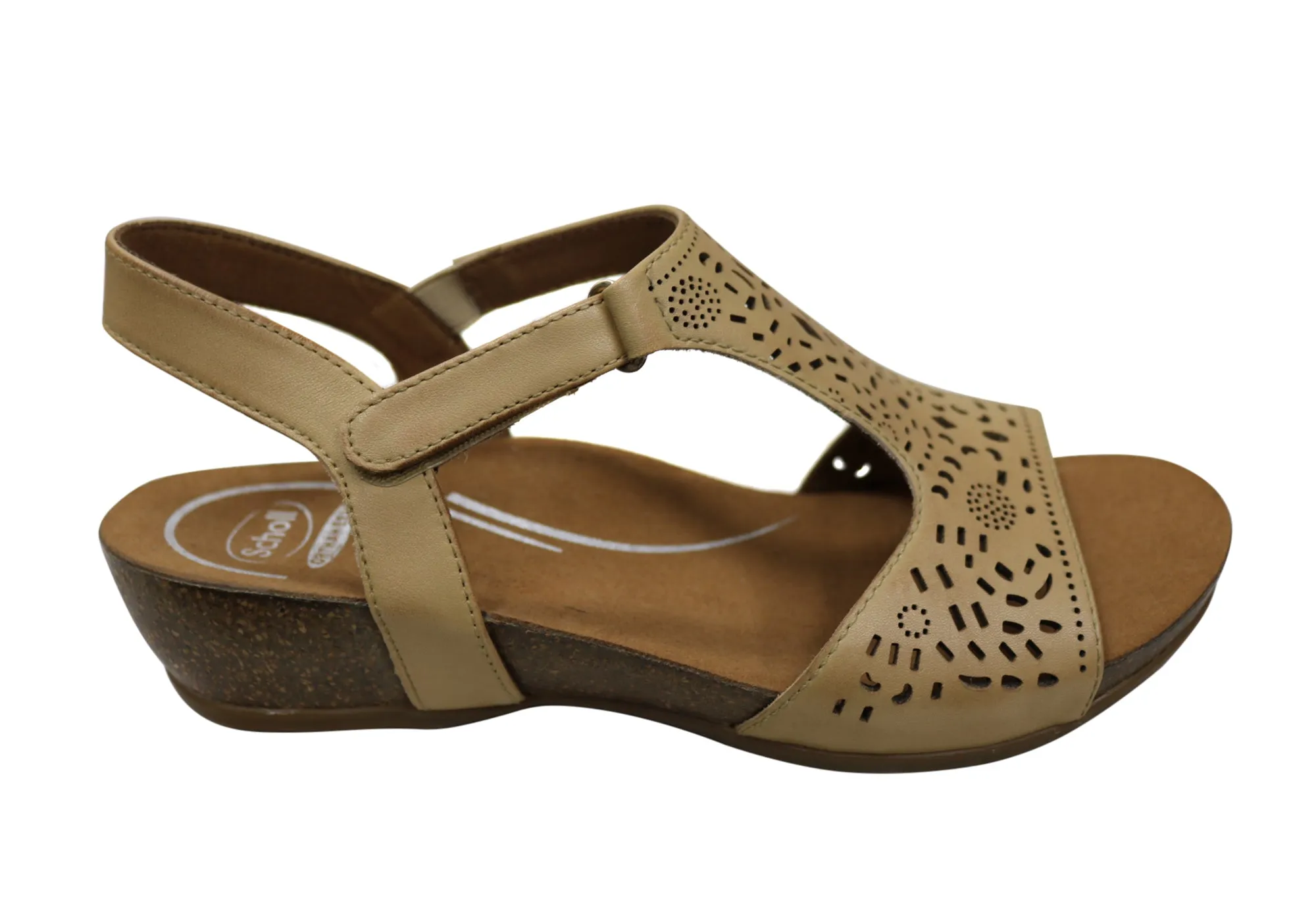 Sandales en cuir à talon compensé confortables et soutenues pour femmes Julie Orthaheel de Scholl - Chaussures Orthaheel Scholl