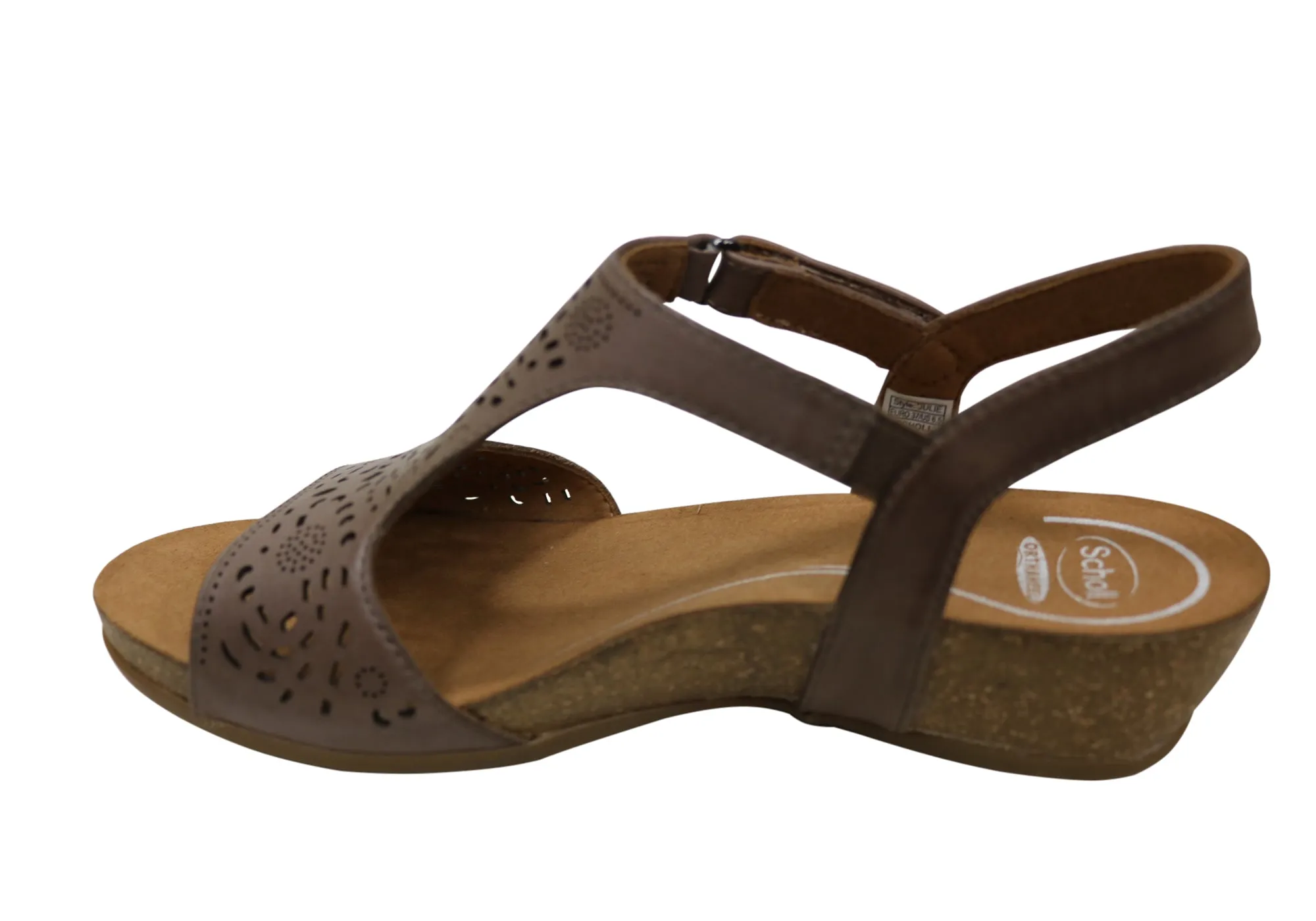 Sandales en cuir à talon compensé confortables et soutenues pour femmes Julie Orthaheel de Scholl - Chaussures Orthaheel Scholl