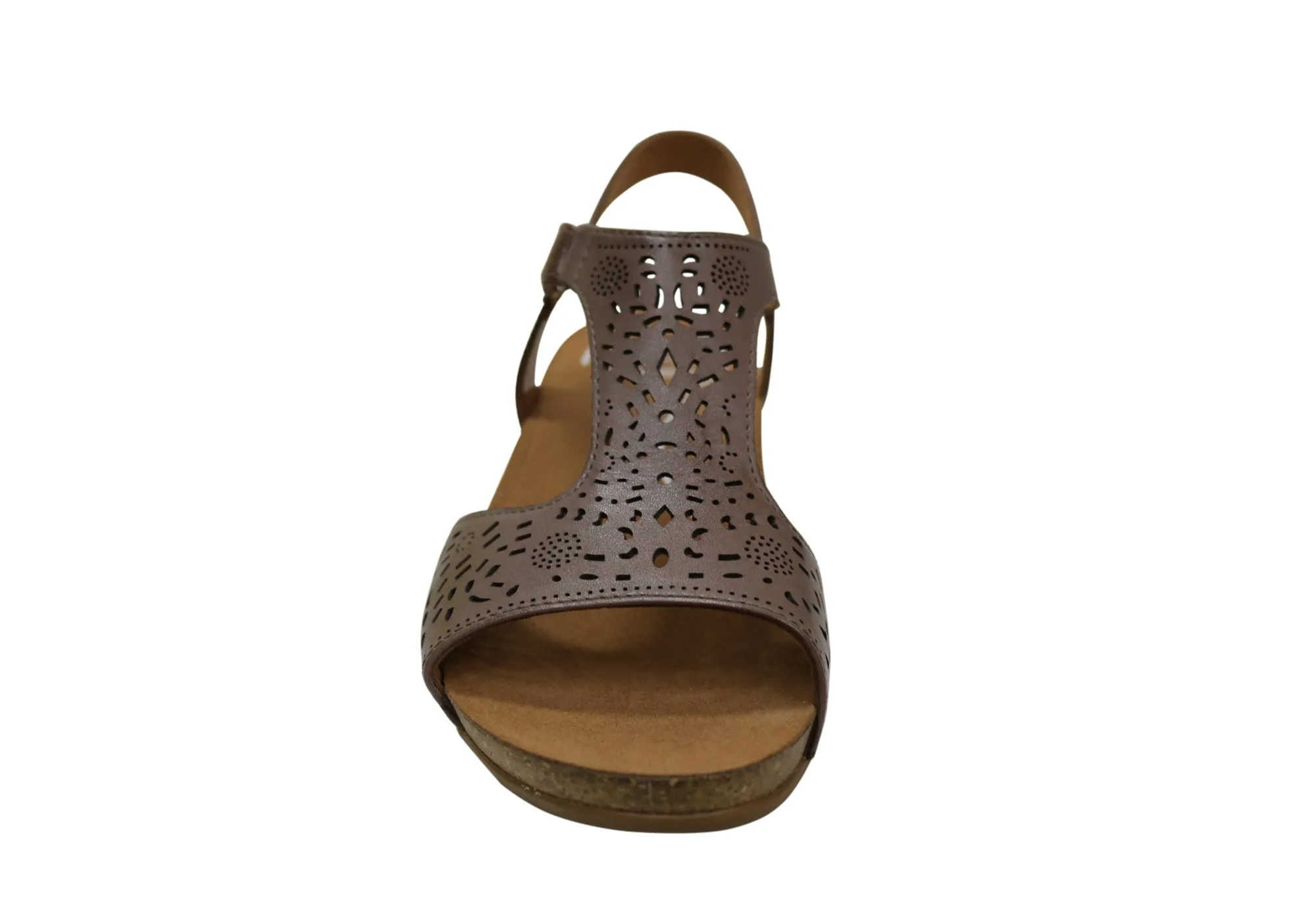 Sandales en cuir à talon compensé confortables et soutenues pour femmes Julie Orthaheel de Scholl - Chaussures Orthaheel Scholl
