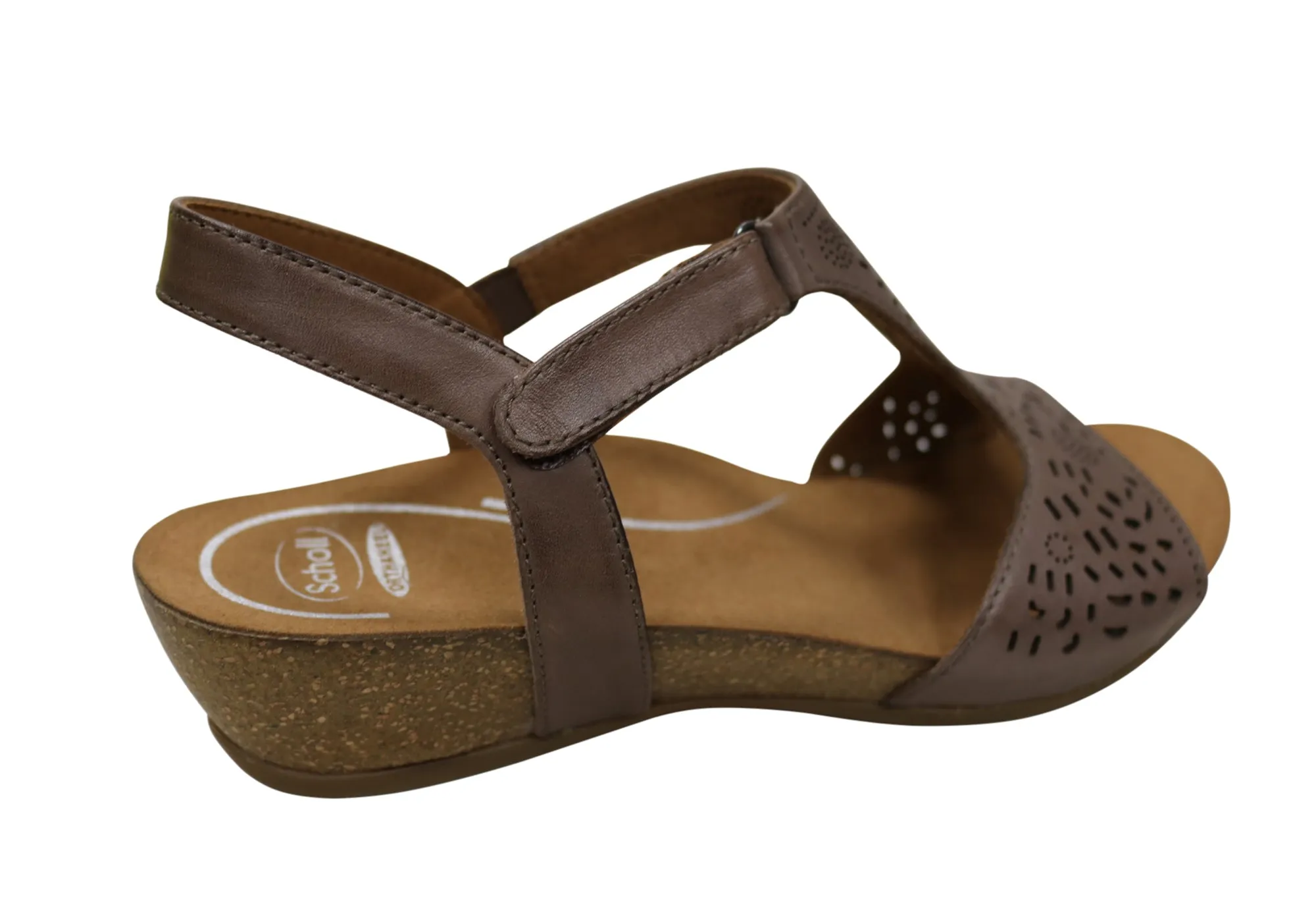 Sandales en cuir à talon compensé confortables et soutenues pour femmes Julie Orthaheel de Scholl - Chaussures Orthaheel Scholl