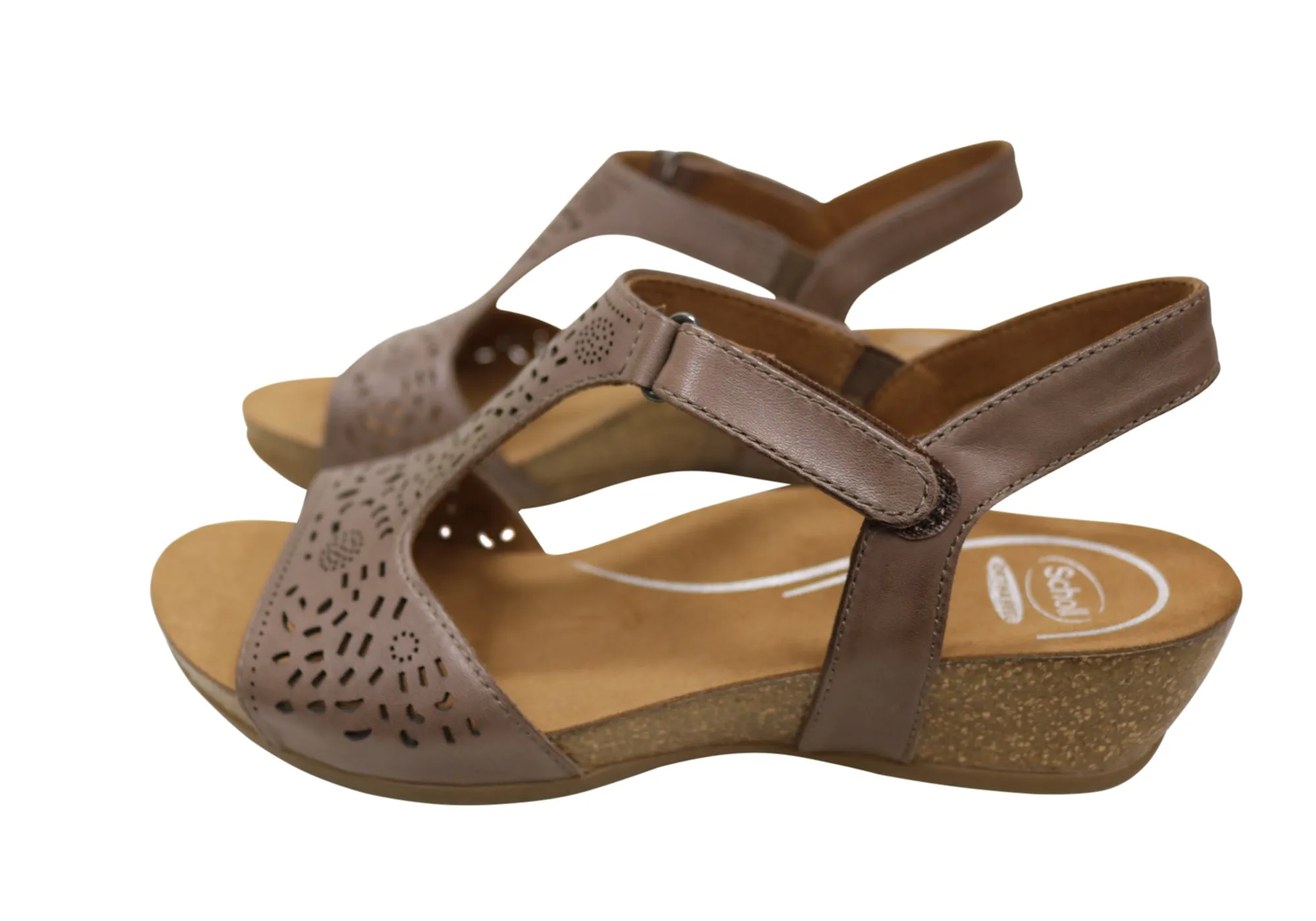 Sandales en cuir à talon compensé confortables et soutenues pour femmes Julie Orthaheel de Scholl - Chaussures Orthaheel Scholl
