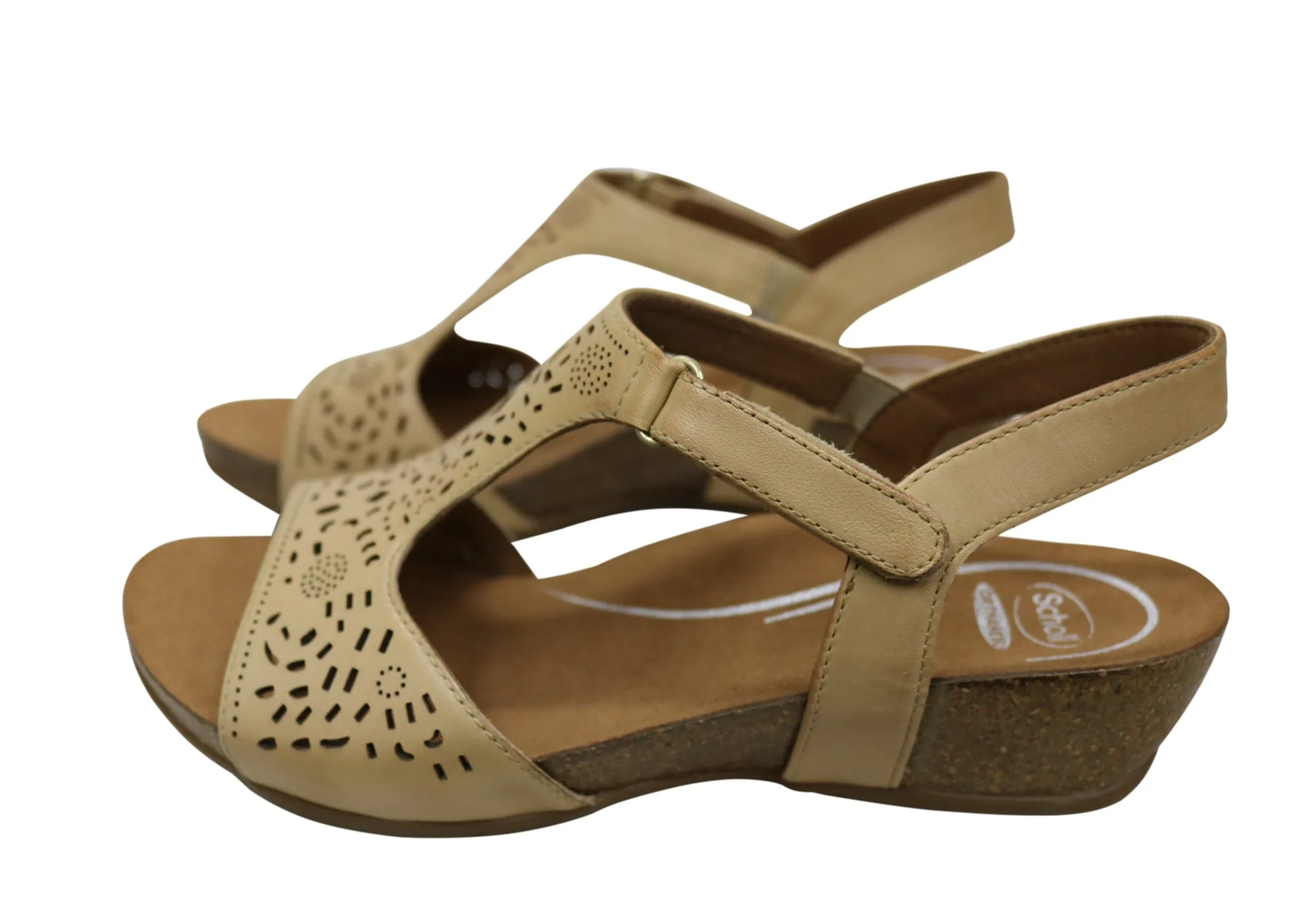 Sandales en cuir à talon compensé confortables et soutenues pour femmes Julie Orthaheel de Scholl - Chaussures Orthaheel Scholl