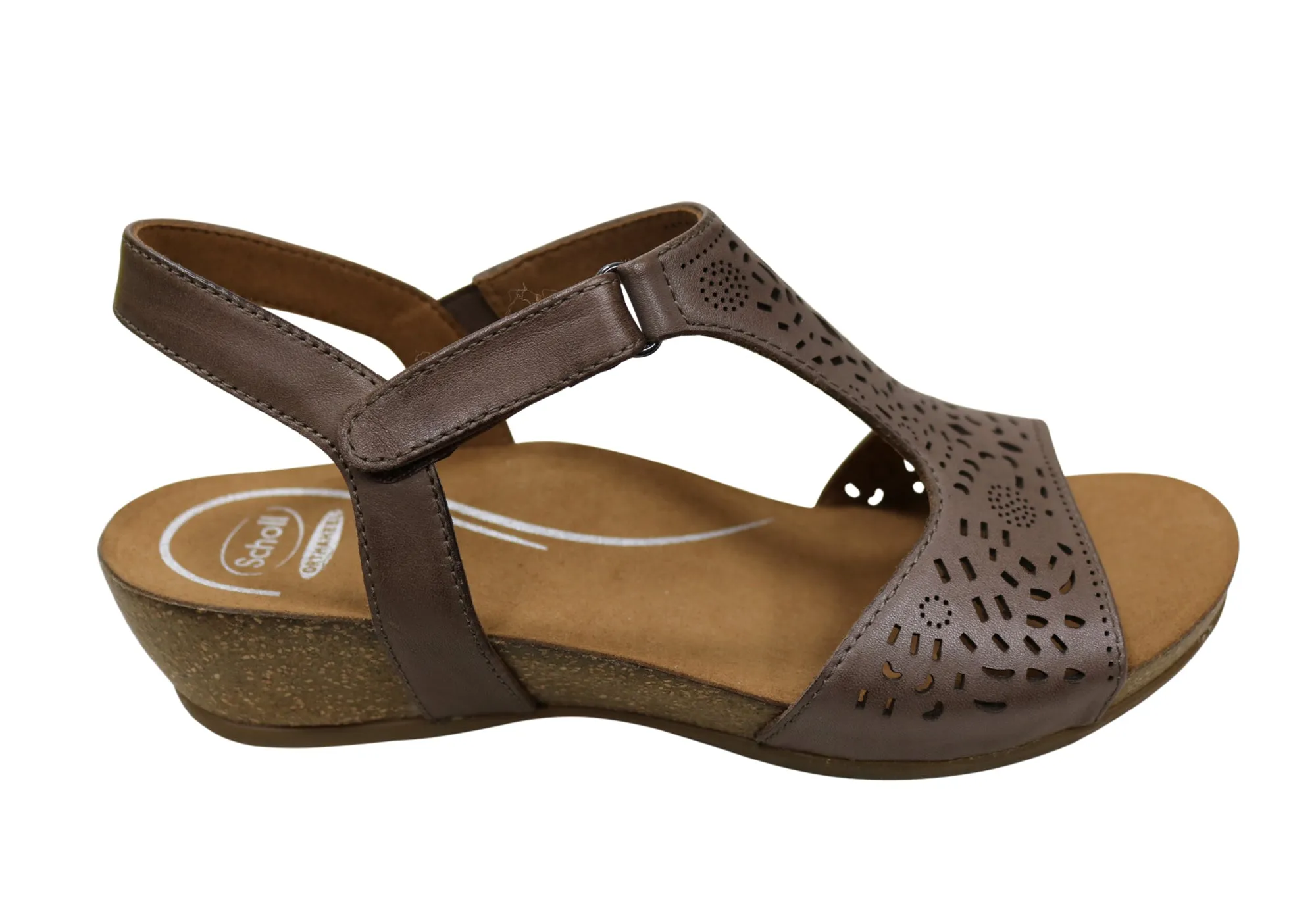 Sandales en cuir à talon compensé confortables et soutenues pour femmes Julie Orthaheel de Scholl - Chaussures Orthaheel Scholl
