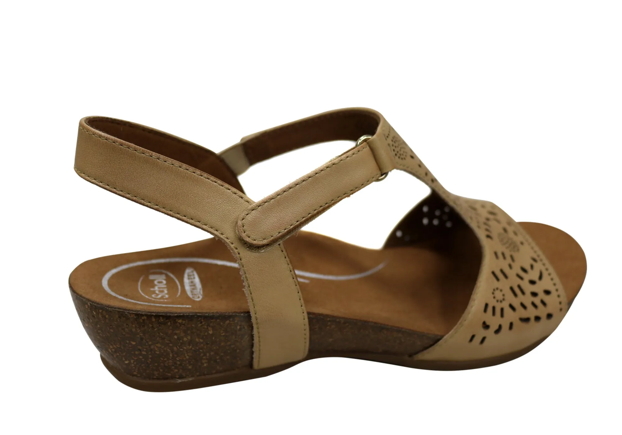 Sandales en cuir à talon compensé confortables et soutenues pour femmes Julie Orthaheel de Scholl - Chaussures Orthaheel Scholl