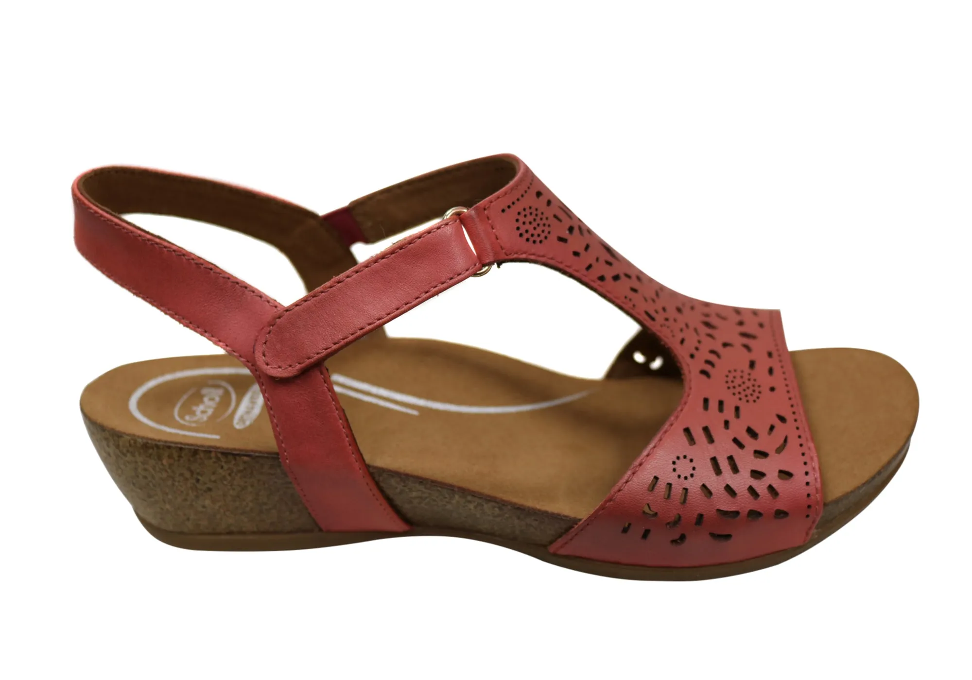 Sandales en cuir à talon compensé confortables et soutenues pour femmes Julie Orthaheel de Scholl - Chaussures Orthaheel Scholl