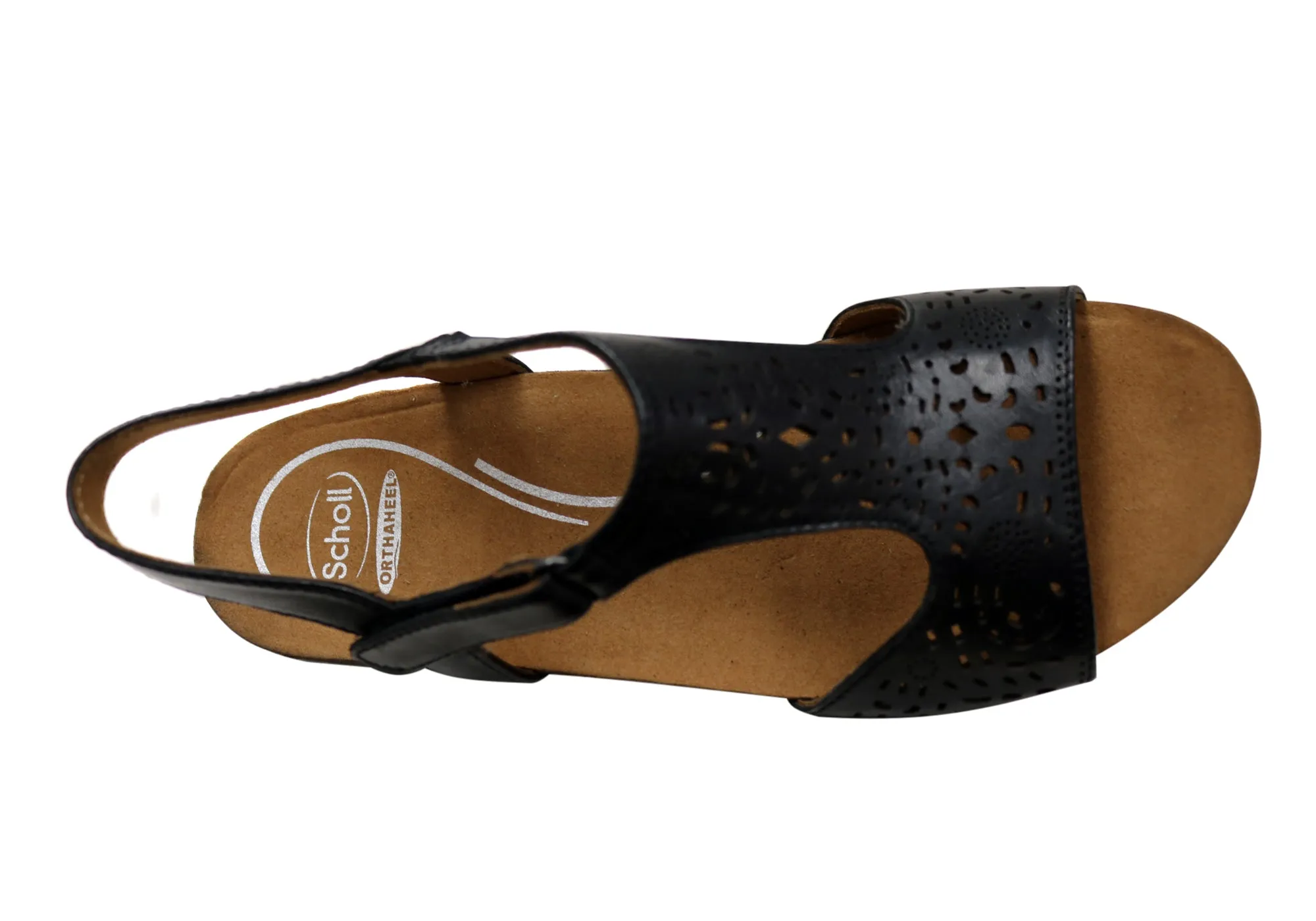 Sandales en cuir à talon compensé confortables et soutenues pour femmes Julie Orthaheel de Scholl - Chaussures Orthaheel Scholl