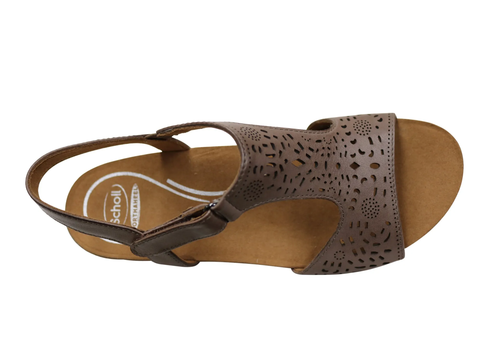 Sandales en cuir à talon compensé confortables et soutenues pour femmes Julie Orthaheel de Scholl - Chaussures Orthaheel Scholl