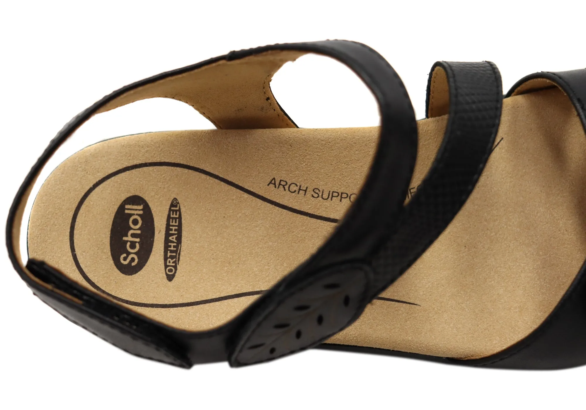 Sandales à plateforme confortables en cuir pour femmes Scholl Orthaheel Tana - Chaussures Scholl Orthaheel