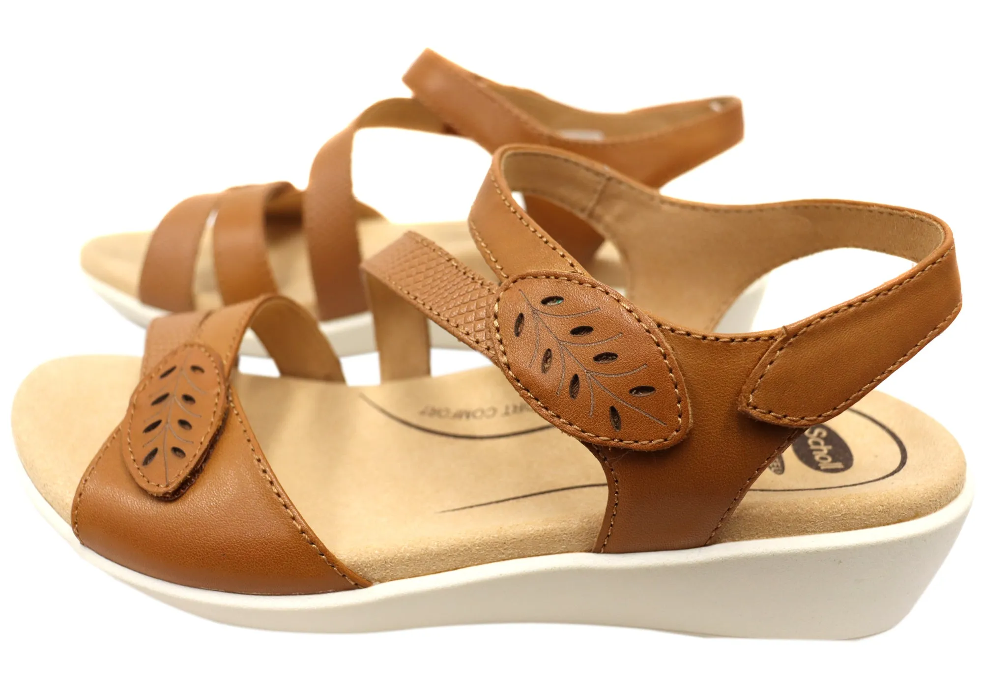 Sandales à plateforme confortables en cuir pour femmes Scholl Orthaheel Tana - Chaussures Scholl Orthaheel