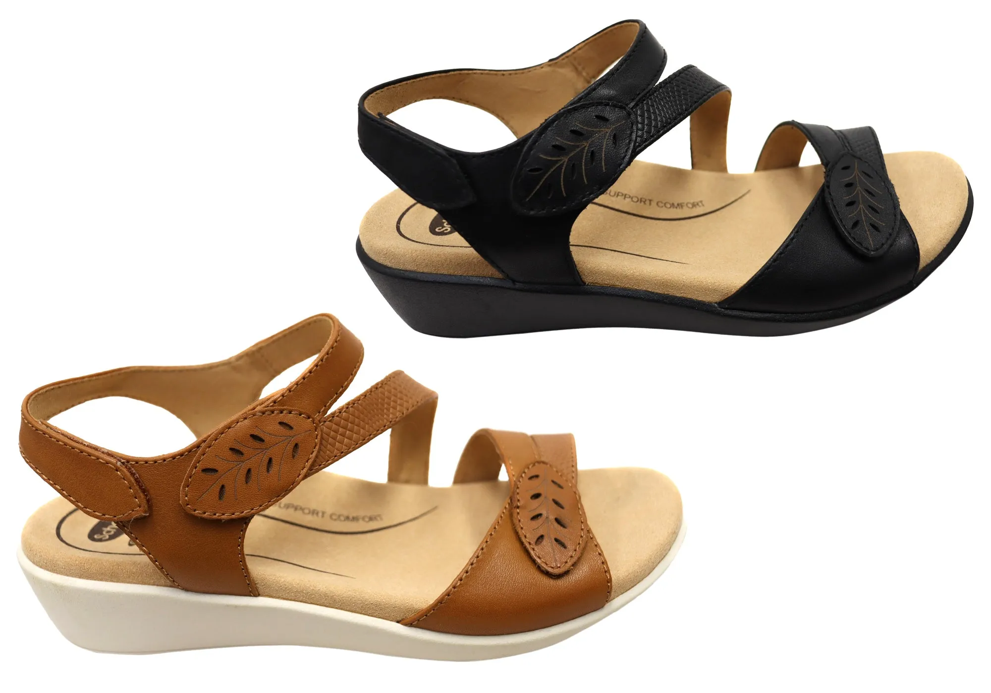 Sandales à plateforme confortables en cuir pour femmes Scholl Orthaheel Tana - Chaussures Scholl Orthaheel