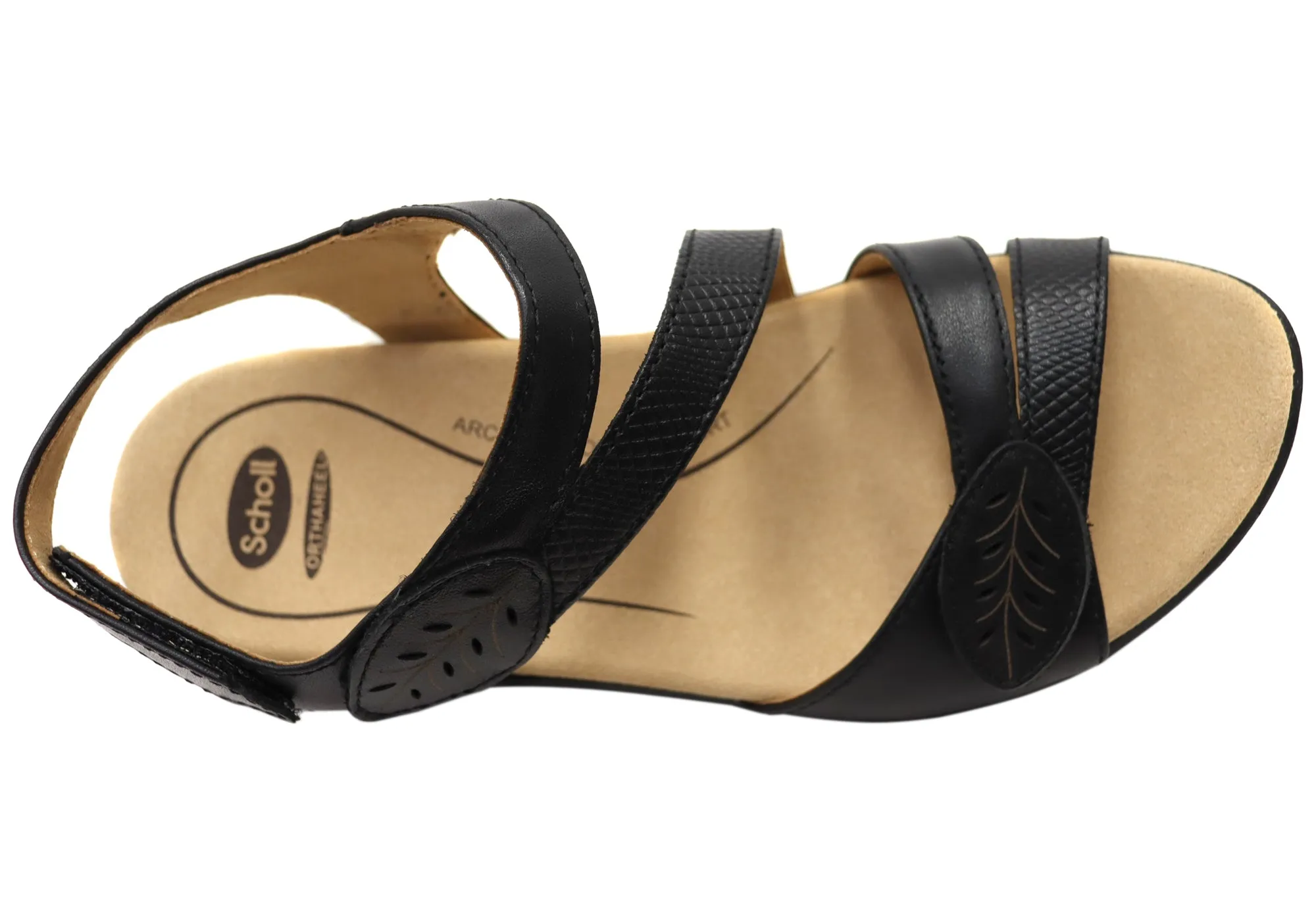 Sandales à plateforme confortables en cuir pour femmes Scholl Orthaheel Tana - Chaussures Scholl Orthaheel