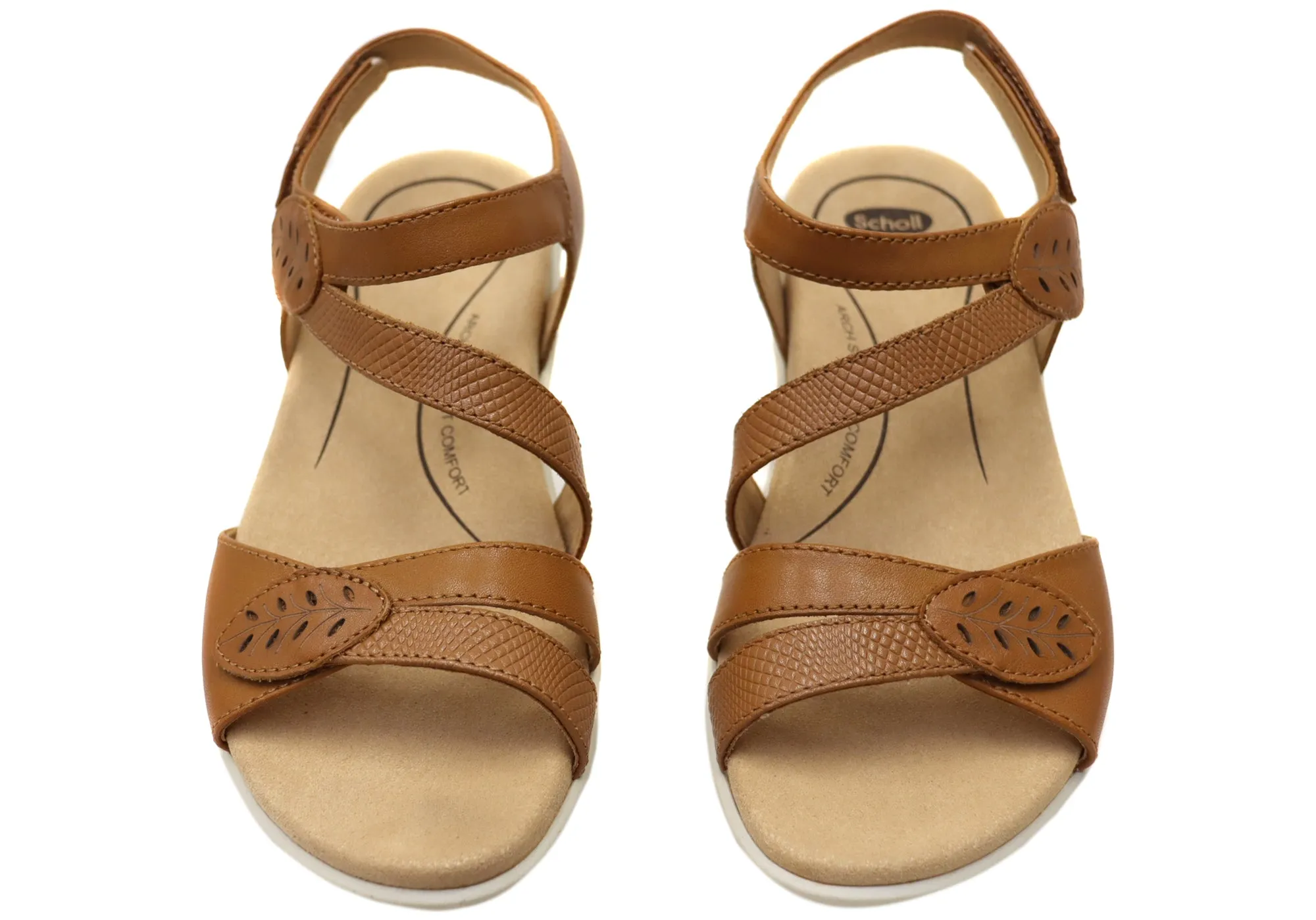 Sandales à plateforme confortables en cuir pour femmes Scholl Orthaheel Tana - Chaussures Scholl Orthaheel