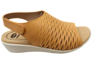 Scholl Orthaheel Tulsa Womens Comfortable Leather Wedge Sandals Scholl Orthaheel Shoes