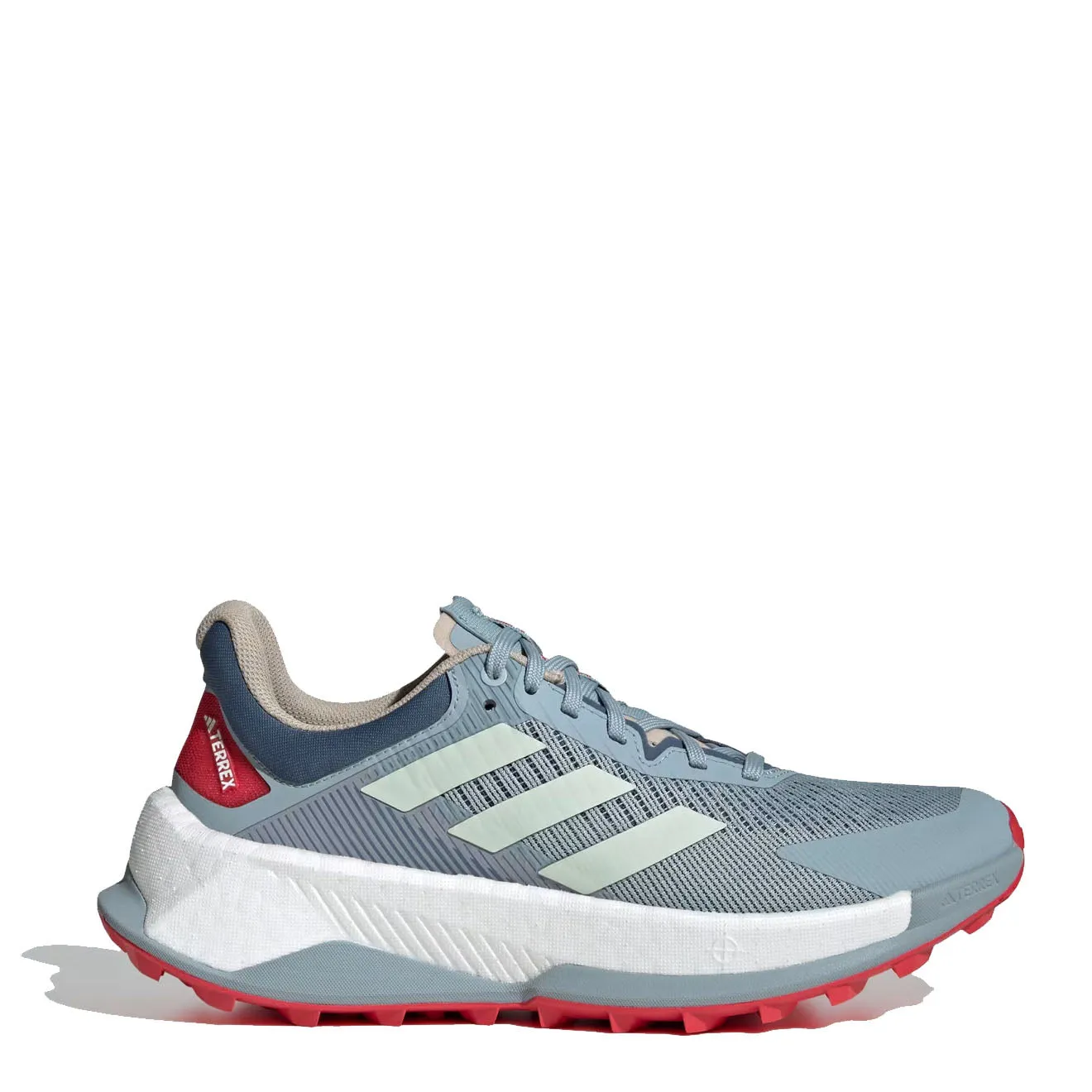 Chaussures Adidas Terrex Homme Adidas Terrex Soulstride Ultra pour Course à Pied en Sentier Gris Magique / Vert Lin / Rubis Pur