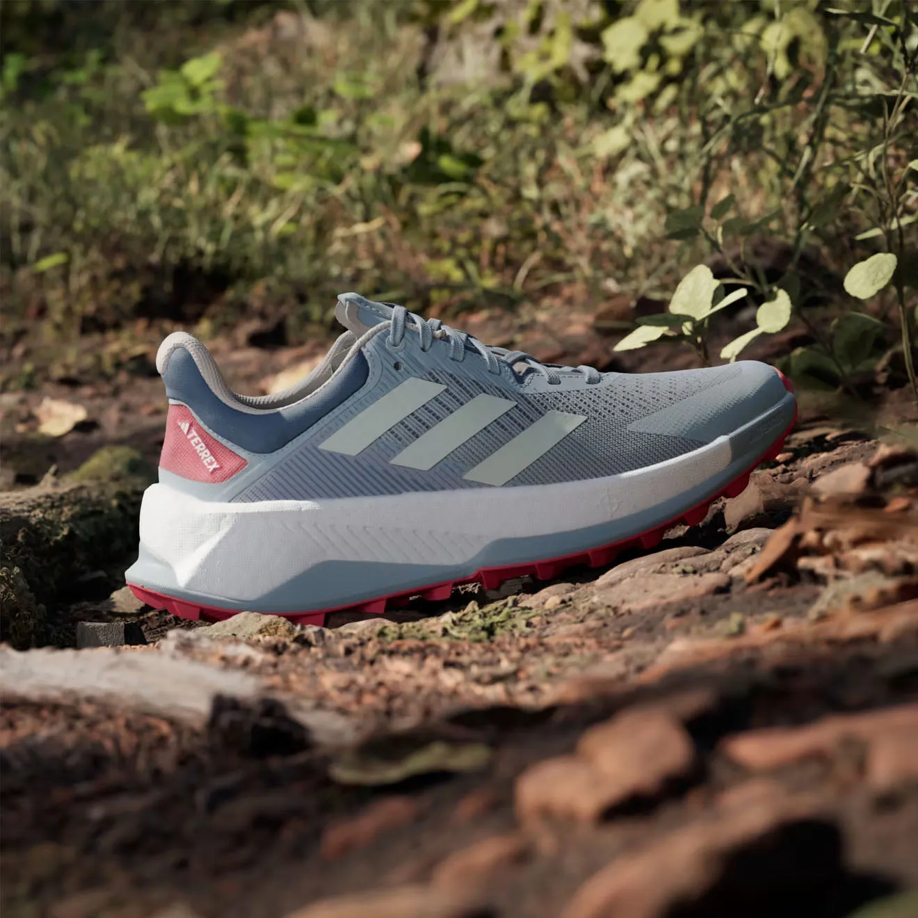 Chaussures Adidas Terrex Homme Adidas Terrex Soulstride Ultra pour Course à Pied en Sentier Gris Magique / Vert Lin / Rubis Pur