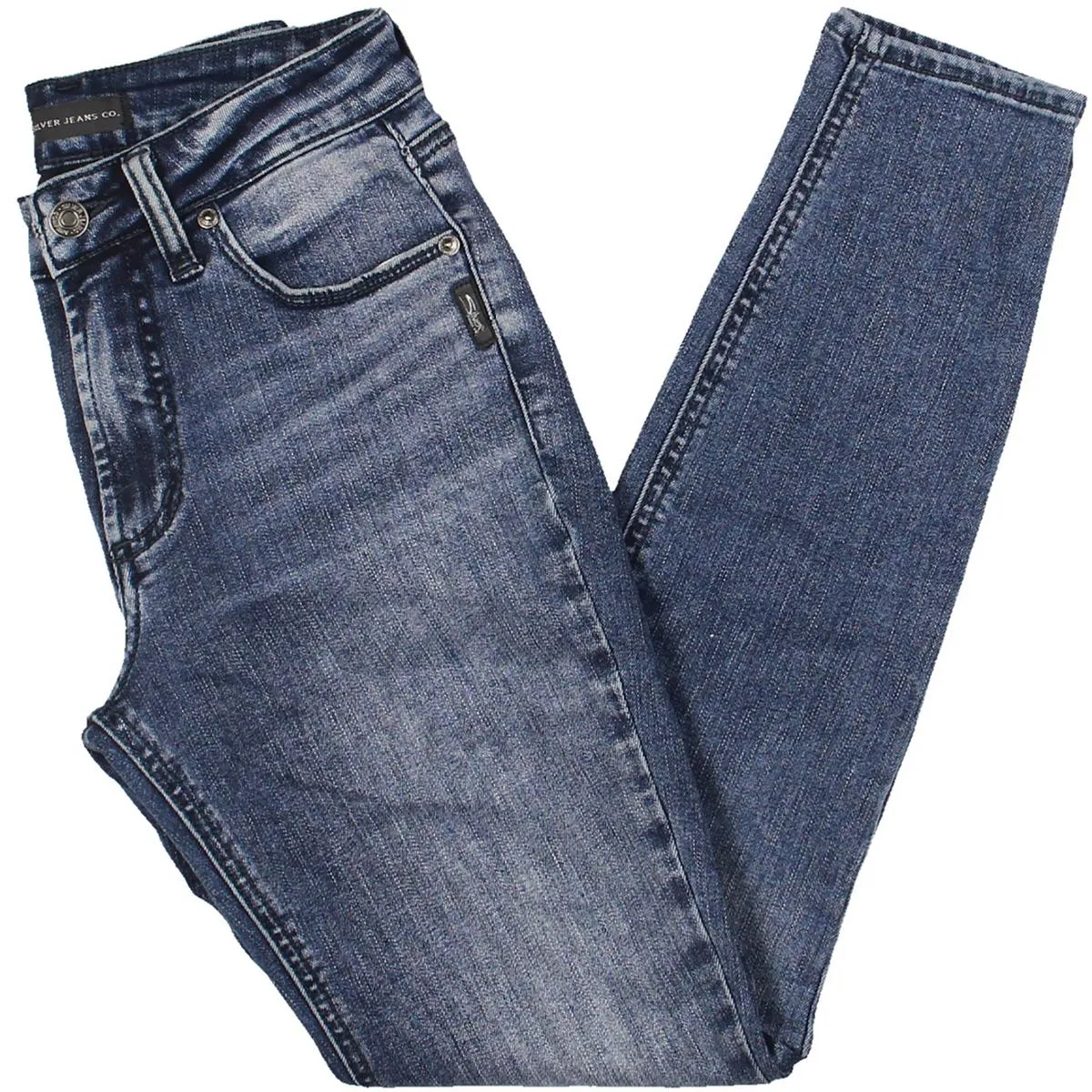 Silver Jeans Co. Jeans Skinny à Boutons pour Femme à Taille Moyenne