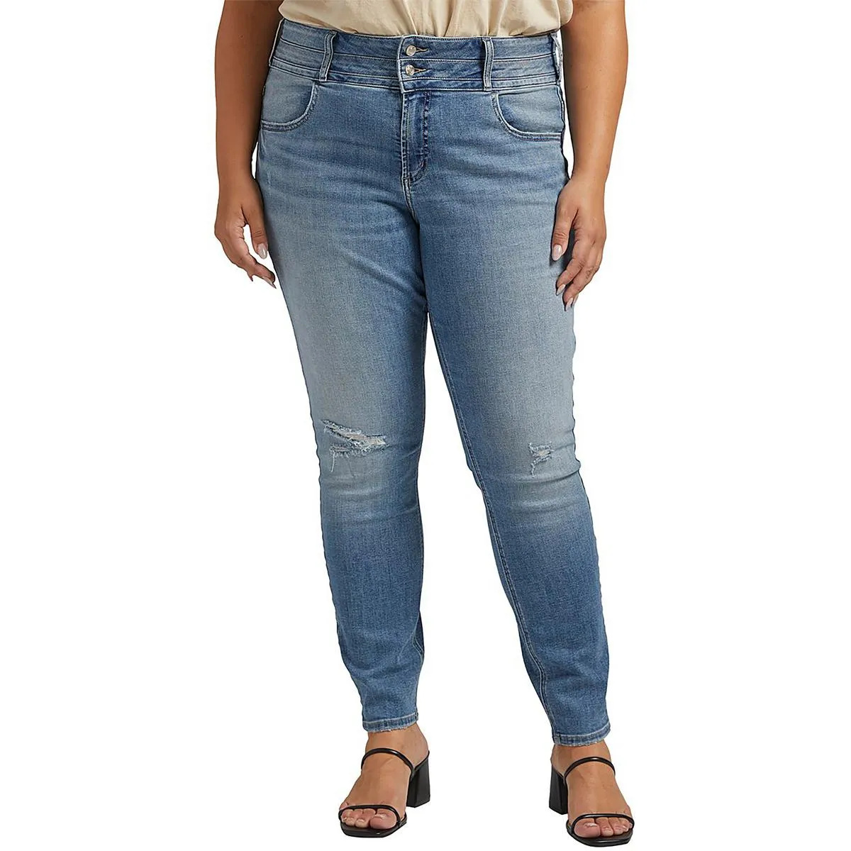 Silver Jeans Femmes Plus Avery Jeans Skinny à Taille Haute et Coupe Galbée