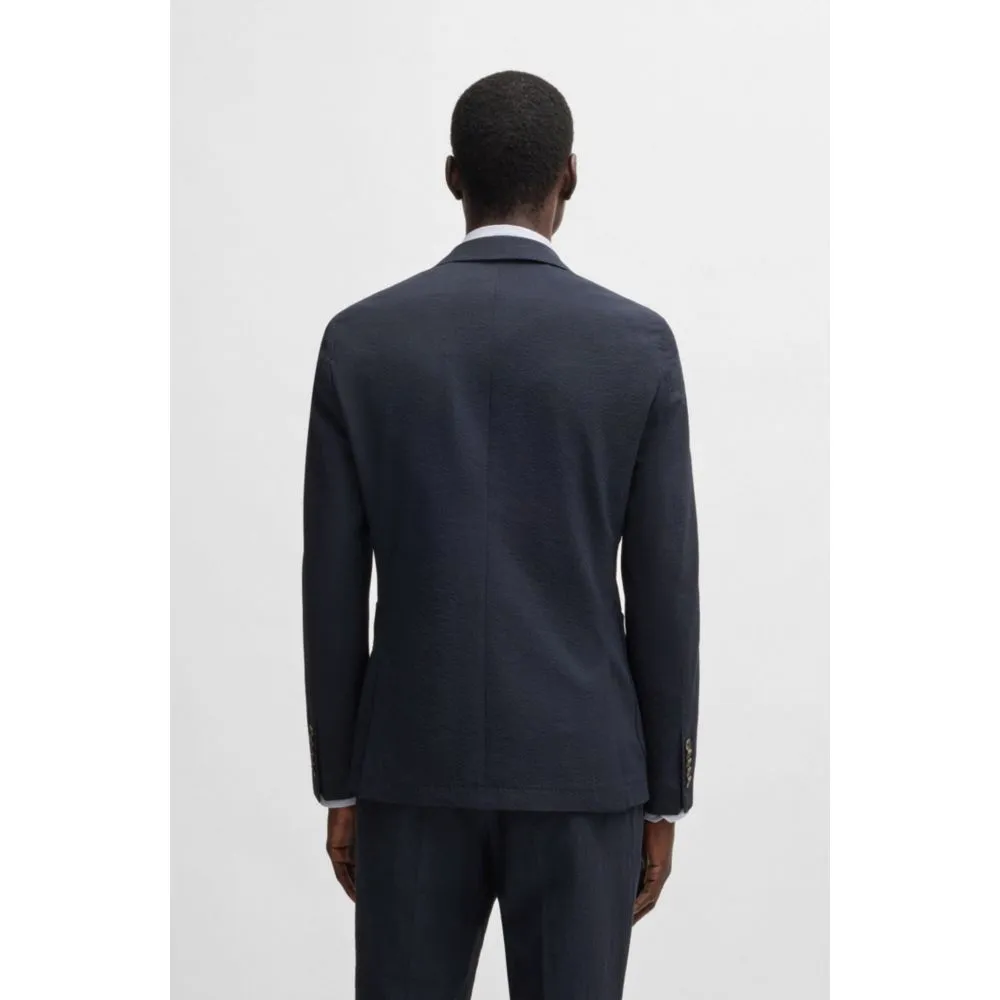 Veste slim-fit en laine seersucker avec soie