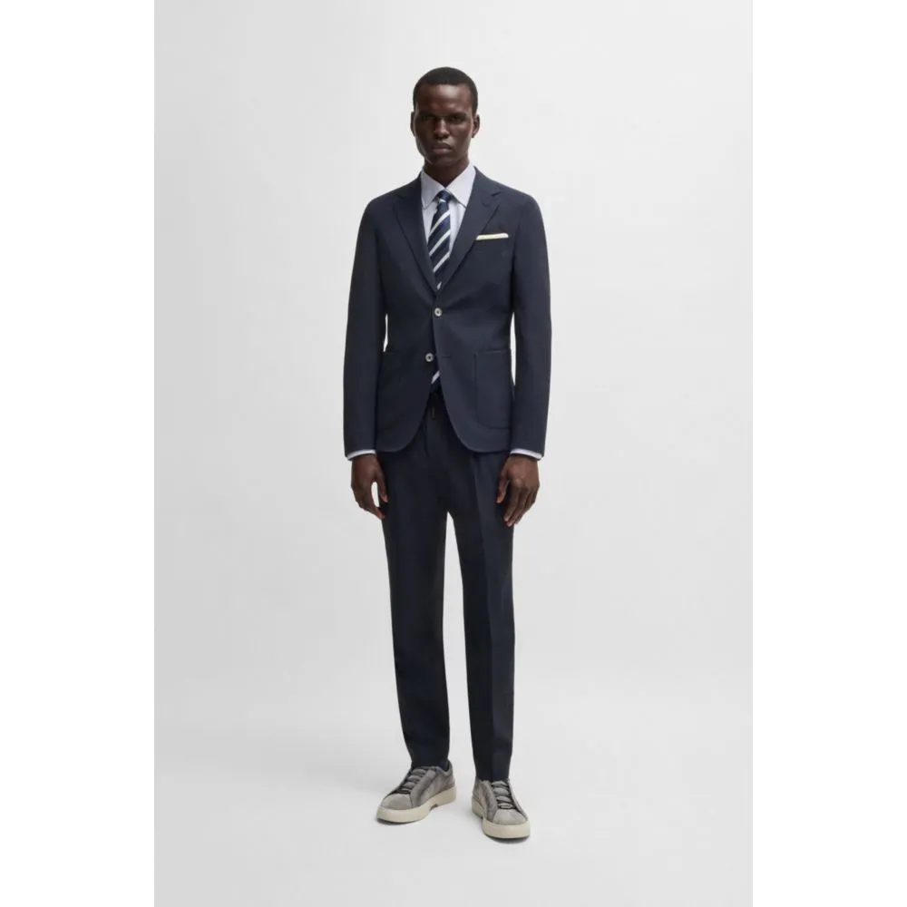 Veste slim-fit en laine seersucker avec soie