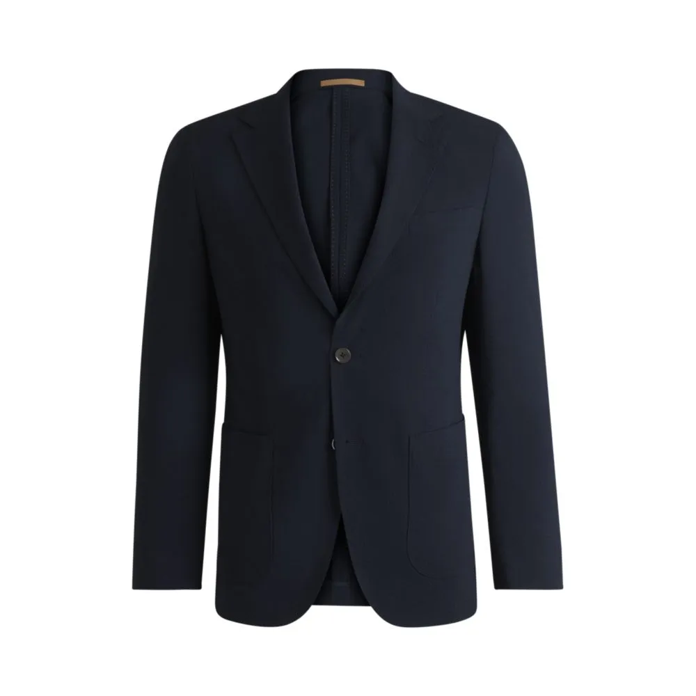 Veste slim-fit en laine seersucker avec soie