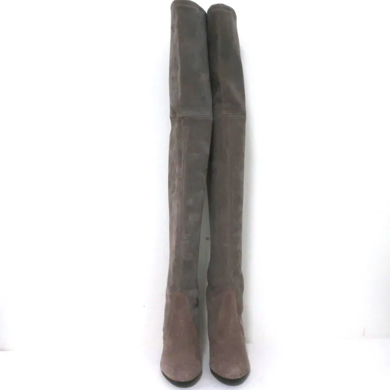 Bottes Stuart Weitzman Highland montantes en suède taupe gris taille 9.5