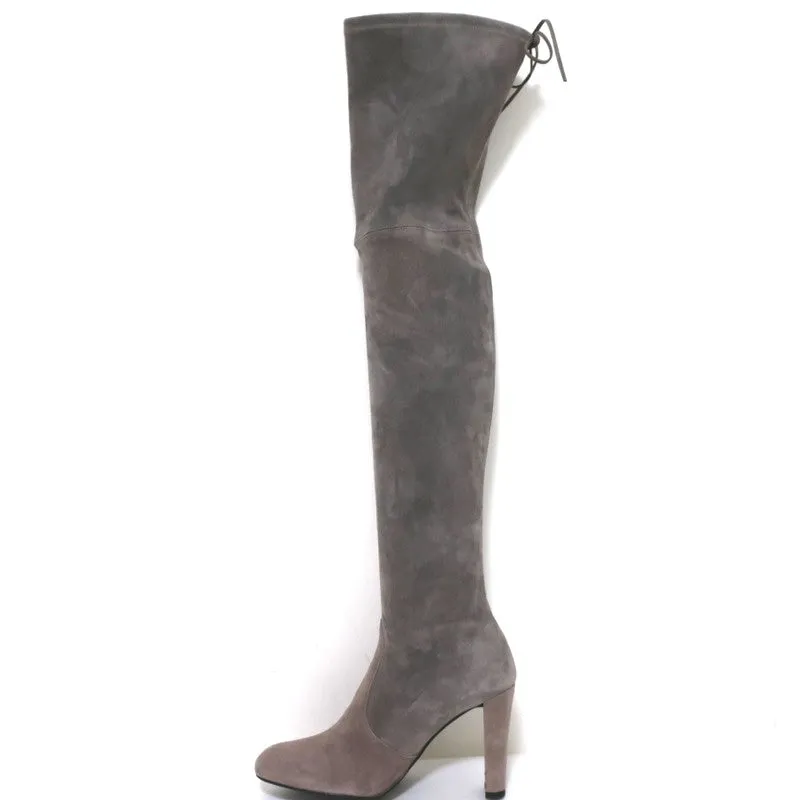 Bottes Stuart Weitzman Highland montantes en suède taupe gris taille 9.5