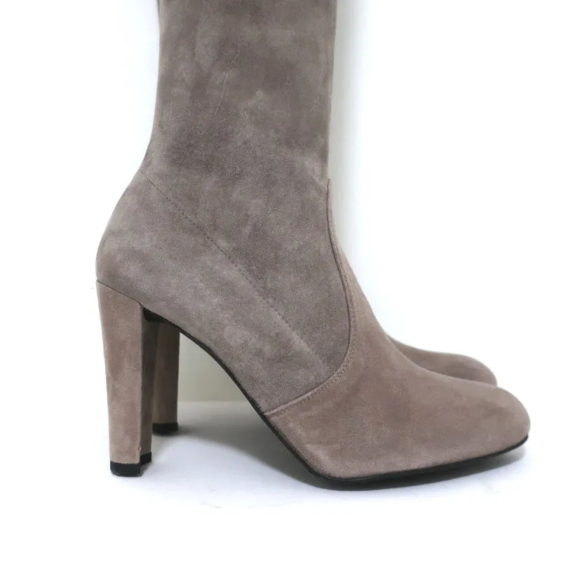 Bottes Stuart Weitzman Highland montantes en suède taupe gris taille 9.5