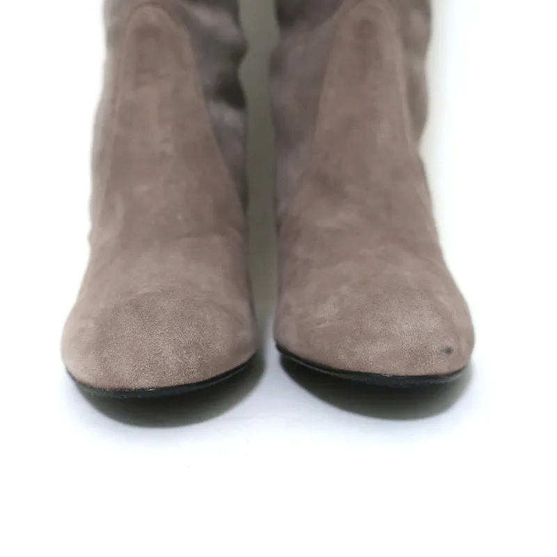 Bottes Stuart Weitzman Highland montantes en suède taupe gris taille 9.5