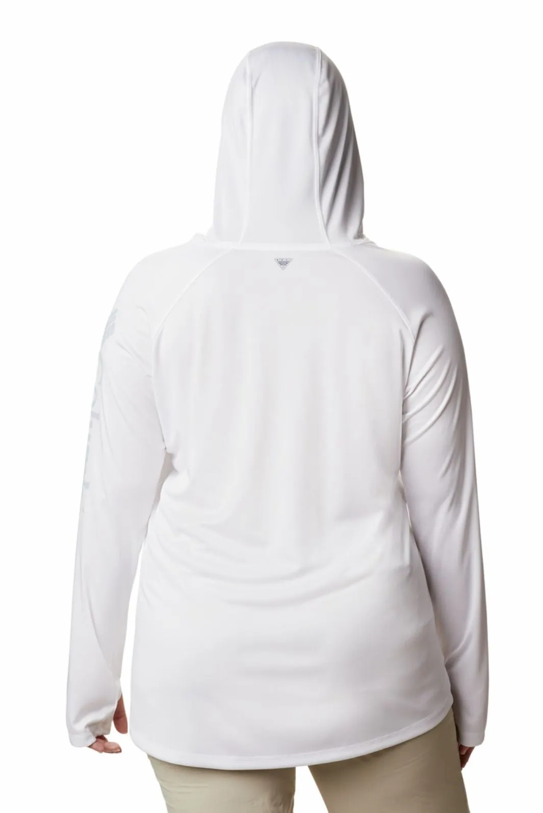 T-shirt M/L à capuche PFG Tidal Tee Taille Plus Blanc Gris Cirrus Logo de Columbia Vêtements Columbia