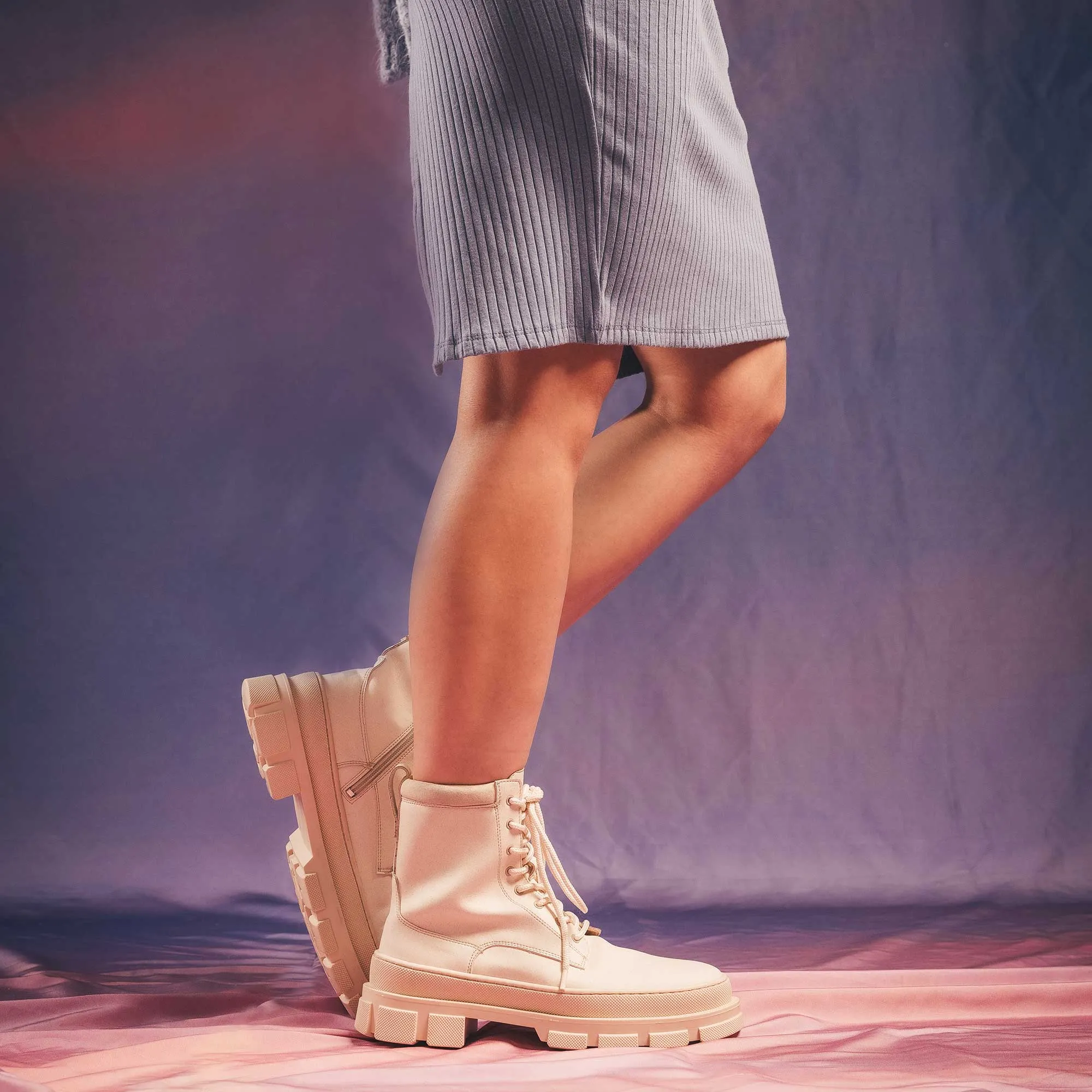 Bottes vegan épaisses pour femmes Tea | Blanc