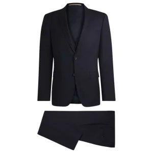 Three-piece Slim-fit suit in patterned stretch wool