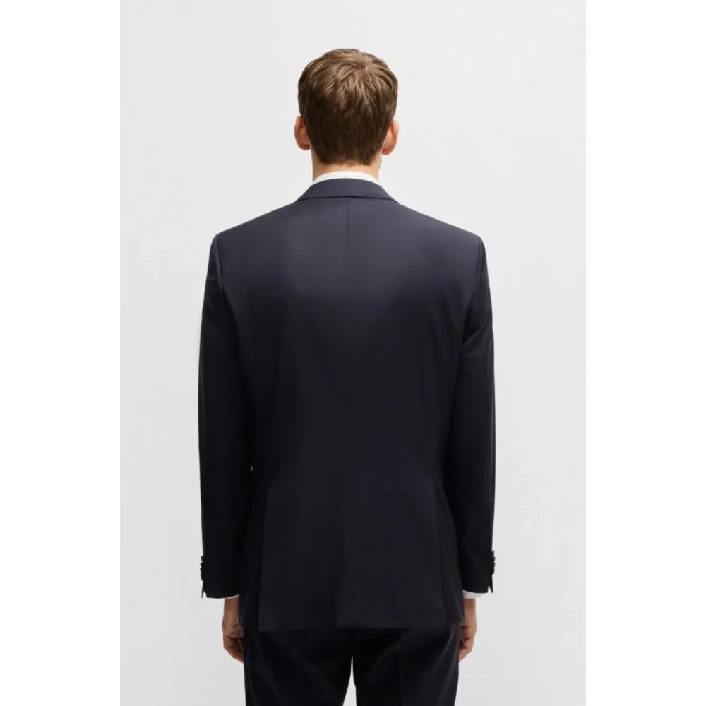 Costume trois-pièces ajusté en laine extensible à motifs
