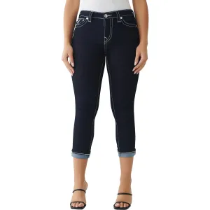True Religion Womens Embroidered Mid Rise Capri Jeans