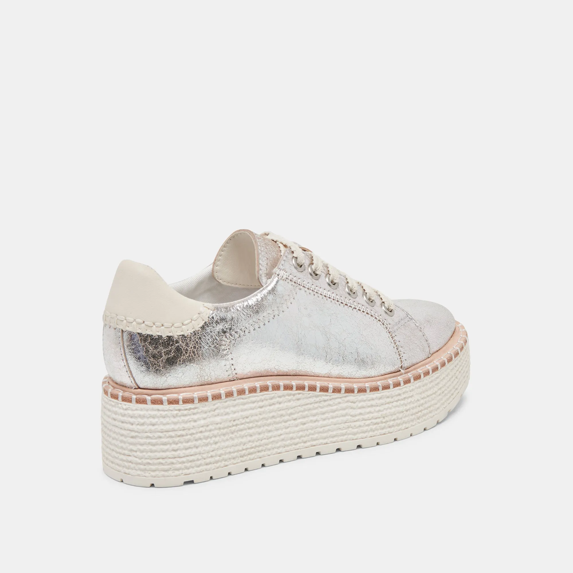 TWAIN SNEAKERS CUIR ARGENTÉ CRAQUELÉ