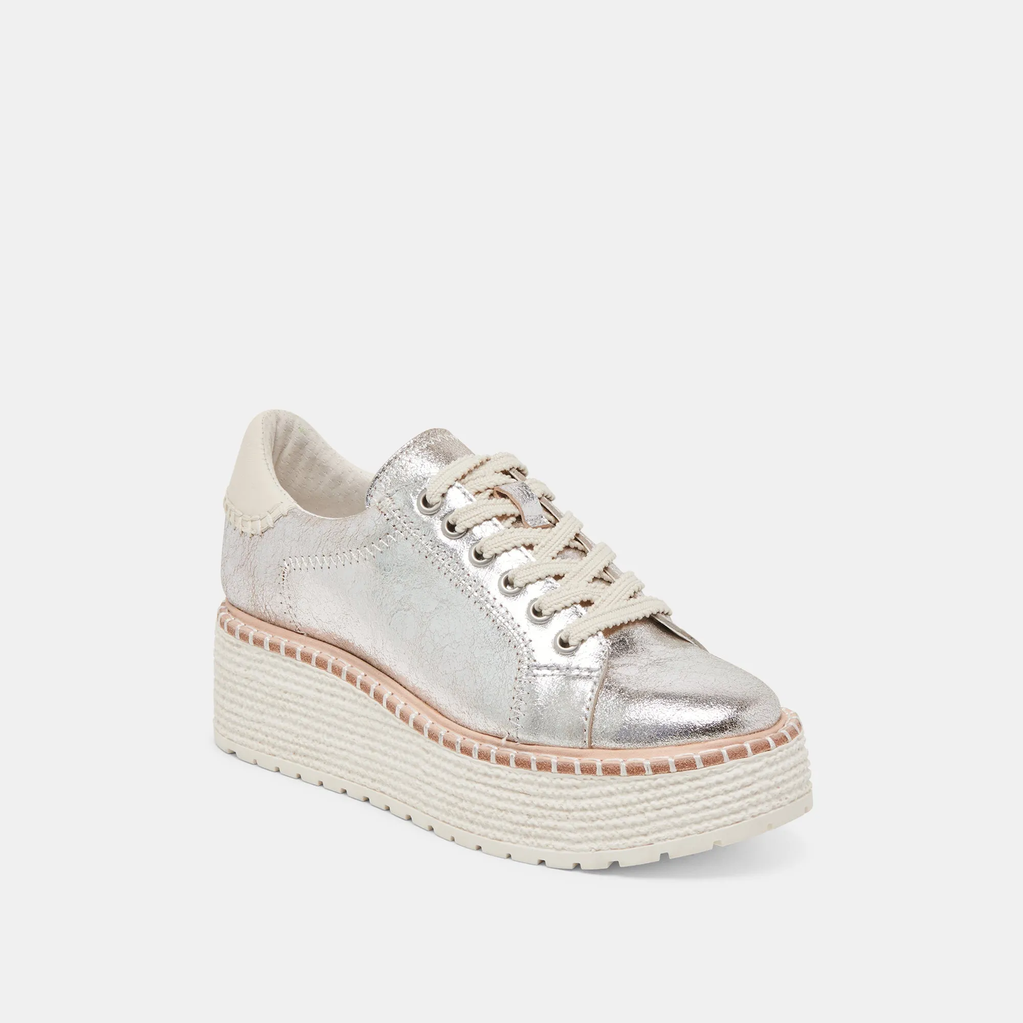 TWAIN SNEAKERS CUIR ARGENTÉ CRAQUELÉ