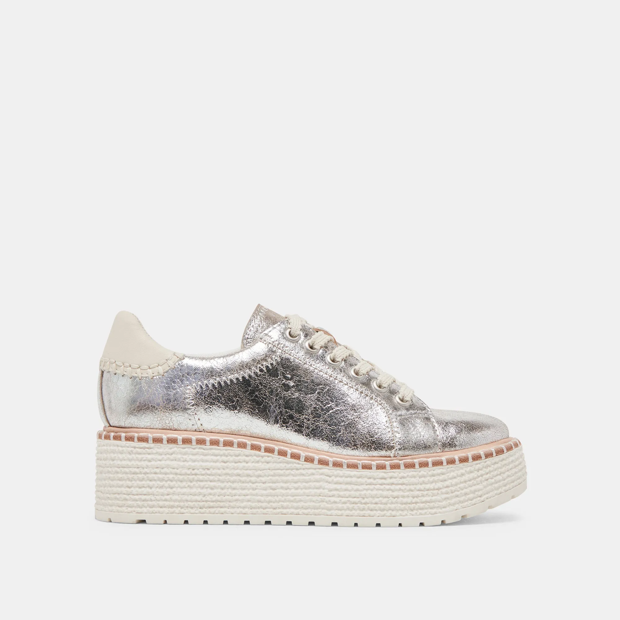TWAIN SNEAKERS CUIR ARGENTÉ CRAQUELÉ