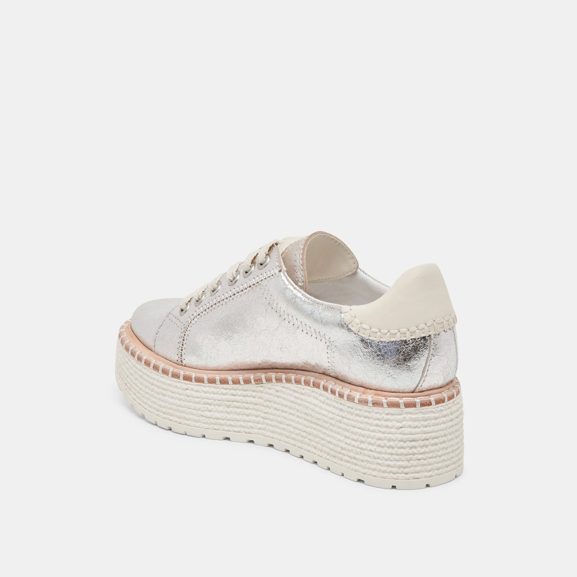 TWAIN SNEAKERS CUIR ARGENTÉ CRAQUELÉ