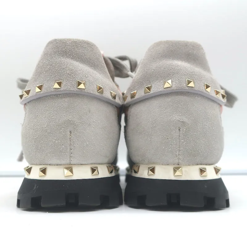 Valentino Soul Rockstud Sneakers Camouflage Rose & Suède Gris Taille 35